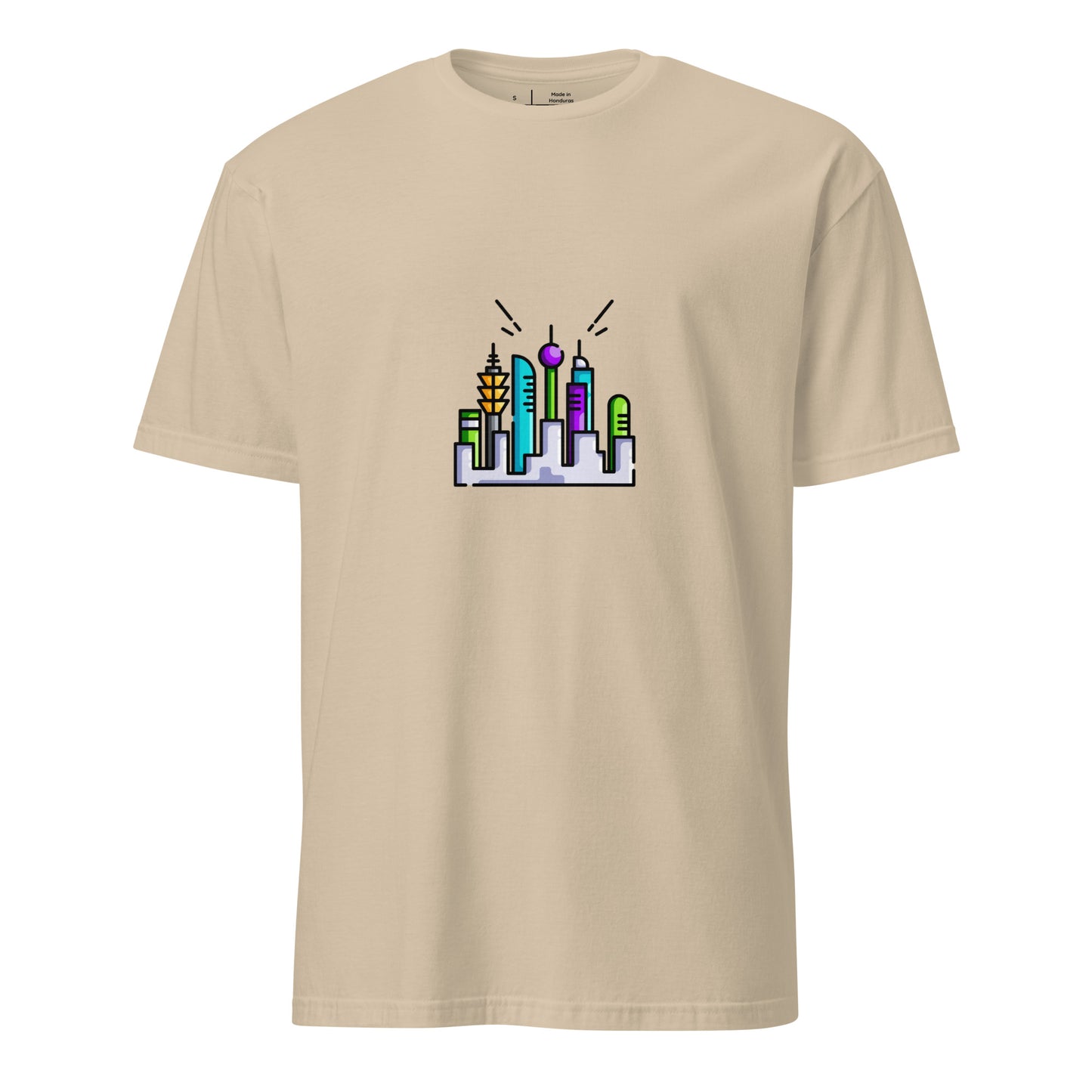 Cyber City 2 - Signal From The Skyline - Short-Sleeve Unisex T-Shirt - Graphic Tee - Sand - Front