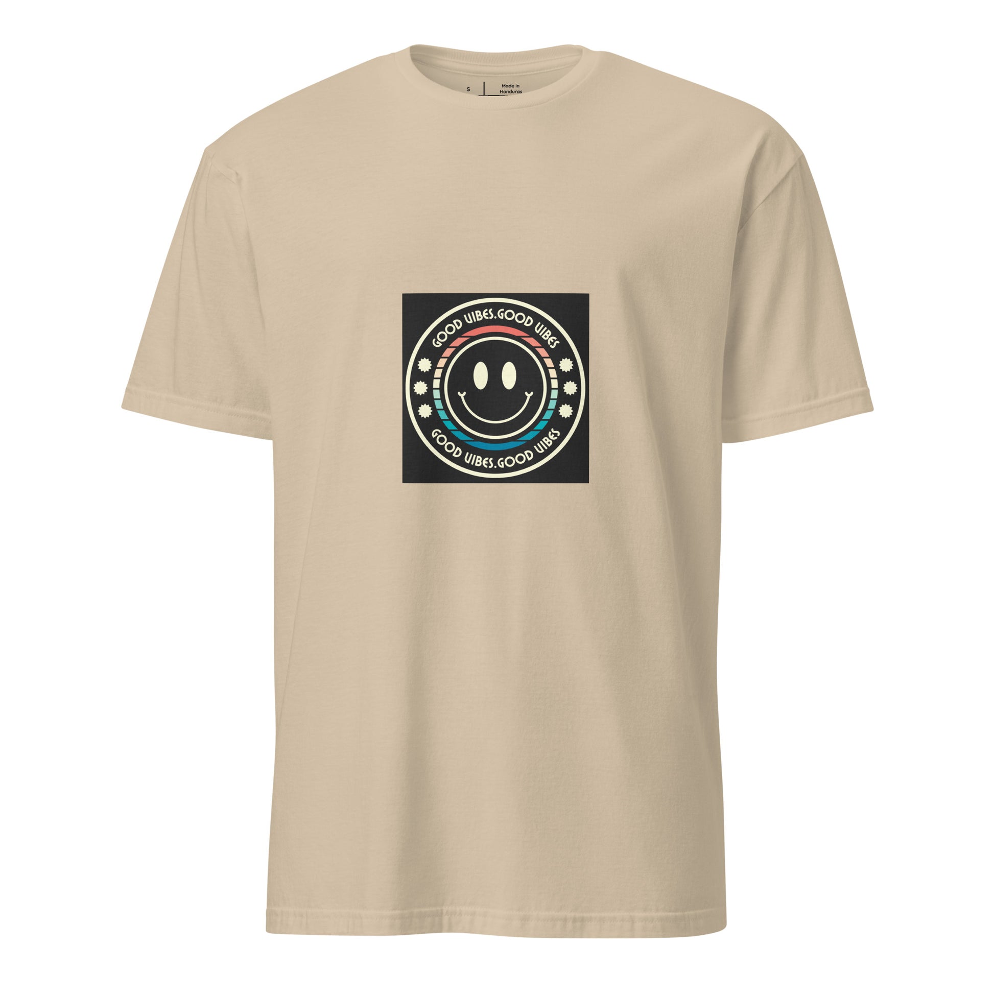 Good Vibes - Smiley Festival Energy - Short-Sleeve Unisex T-Shirt - Graphic Tee - Sand - Front