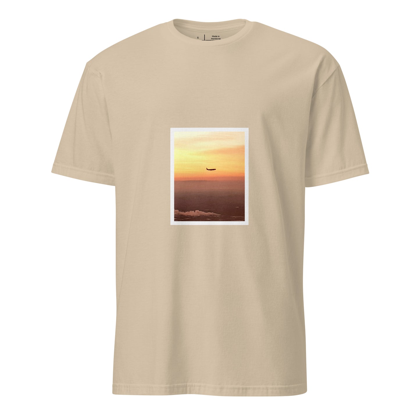 Take Off - “Departure at Dusk” Vintage Photo - Short-Sleeve Unisex T-Shirt - Graphic Tee - Sand - Front