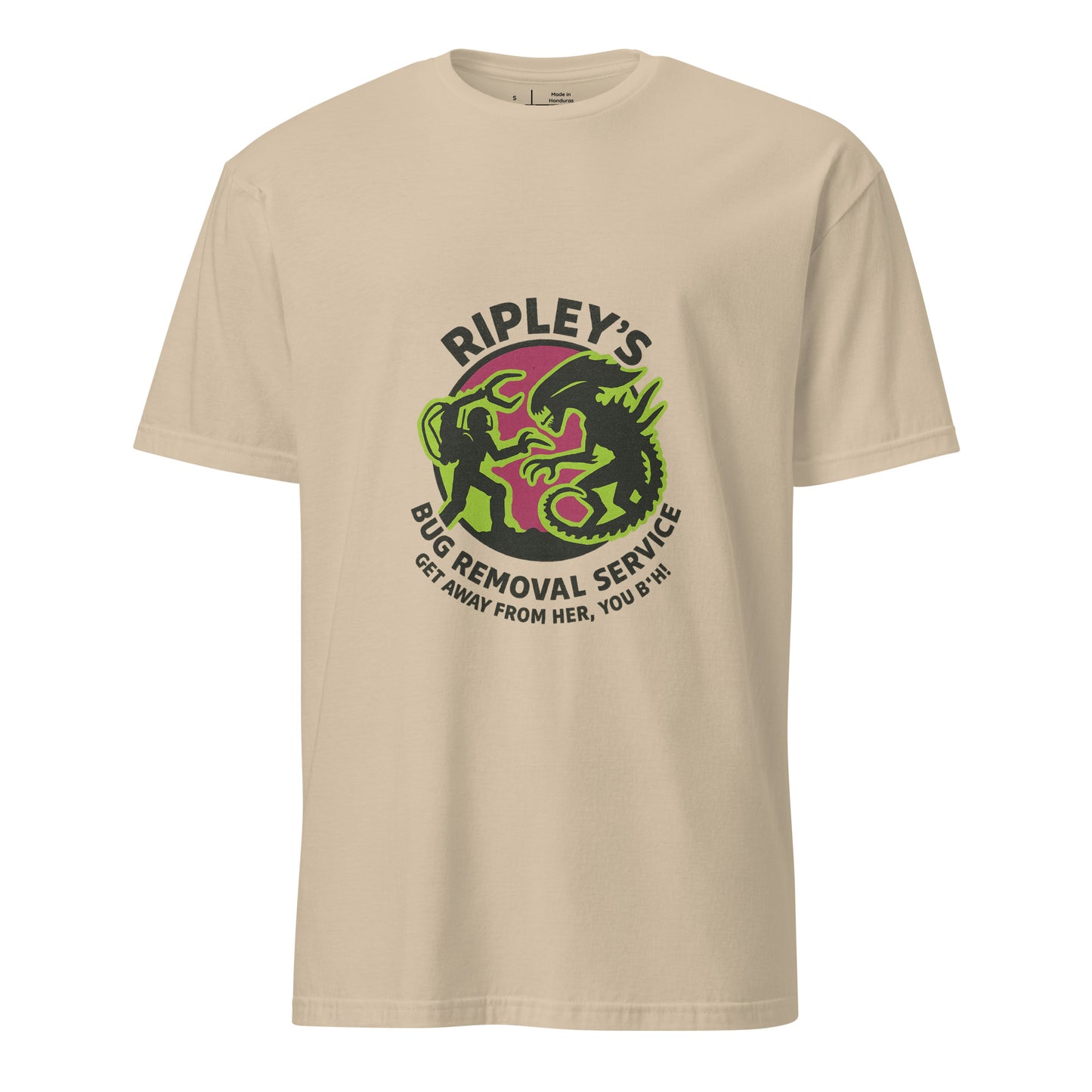 Ripley’s Bug Removal Service – Sci-Fi Parody - Short-Sleeve Unisex T-Shirt - Graphic Tee - Sand - Front