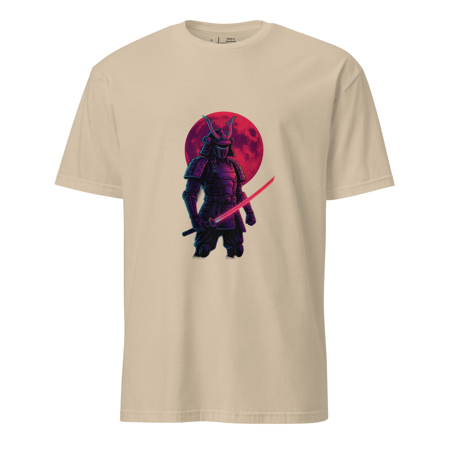 Moonlit Neon Samurai - Urban Warrior - Short-Sleeve Unisex T-Shirt - Graphic Tee - Sand - Front