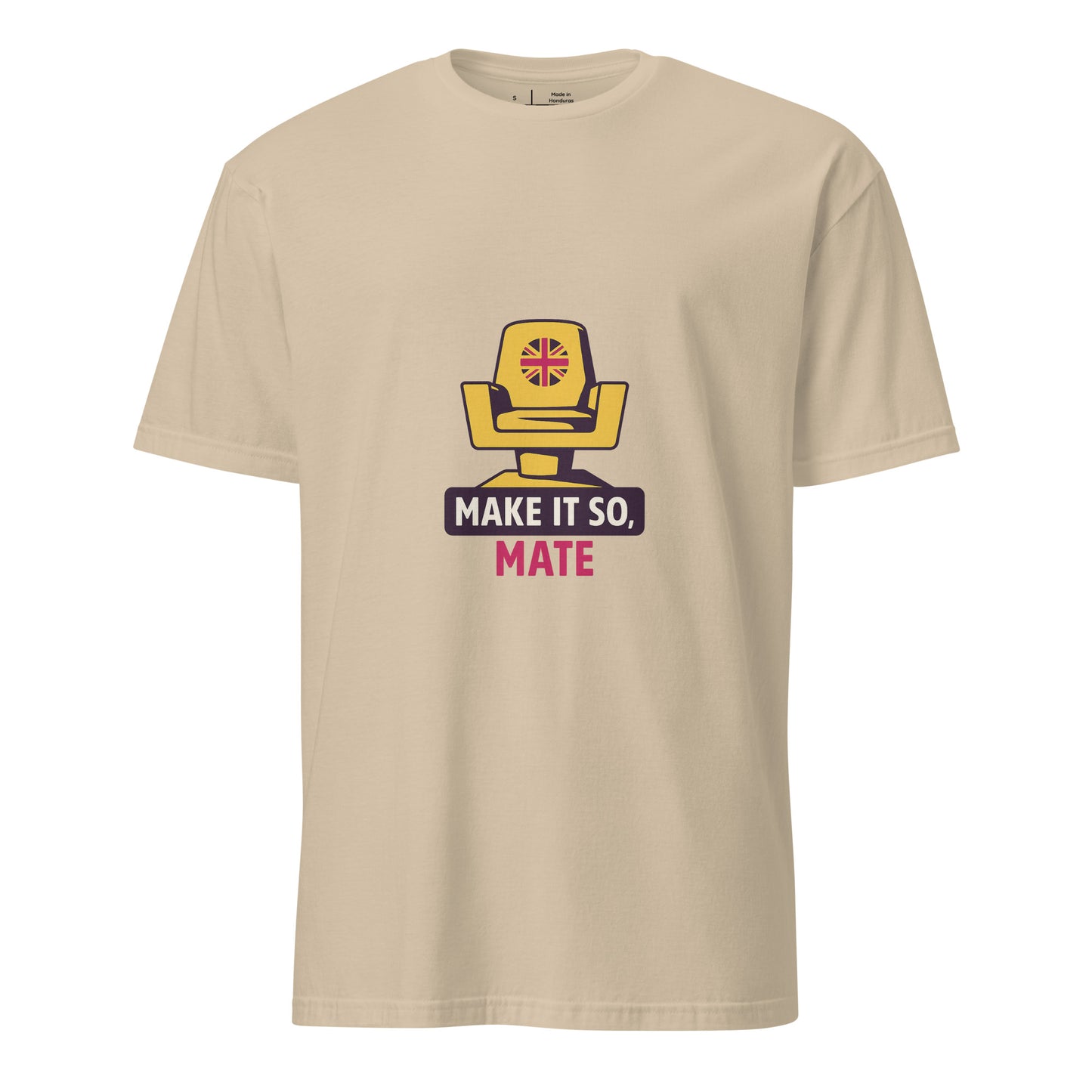Make It So Mate — Star Trek Meets British Banter - Short-Sleeve Unisex T-Shirt - Graphic Tee - Sand - Front