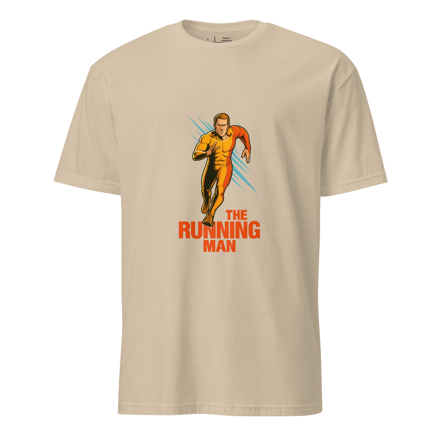 The Running Man – Retro Sci-Fi - Short-Sleeve Unisex T-Shirt - Graphic Tee - Sand - Front
