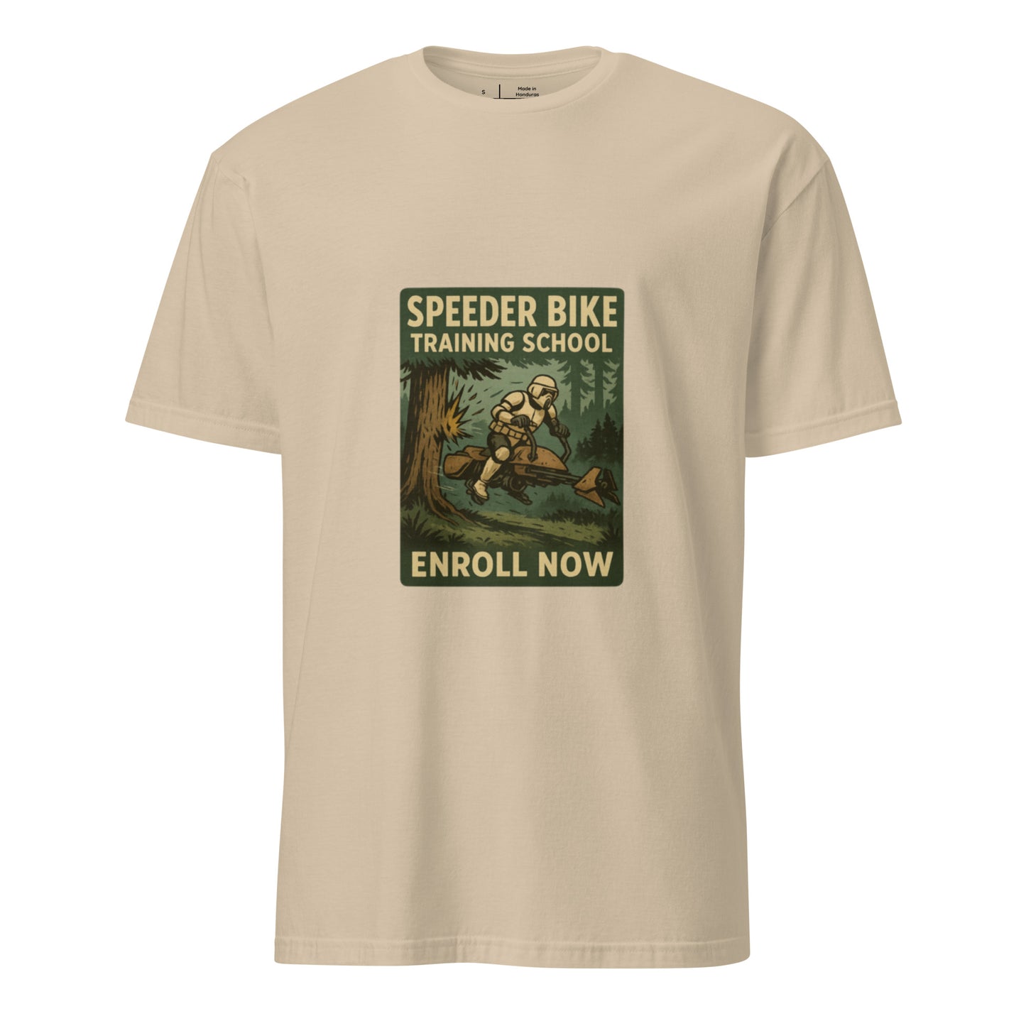 Speeder Training School – Ride Like A Pro - Short-Sleeve Unisex T-Shirt - Graphic Tee - Sand - Front