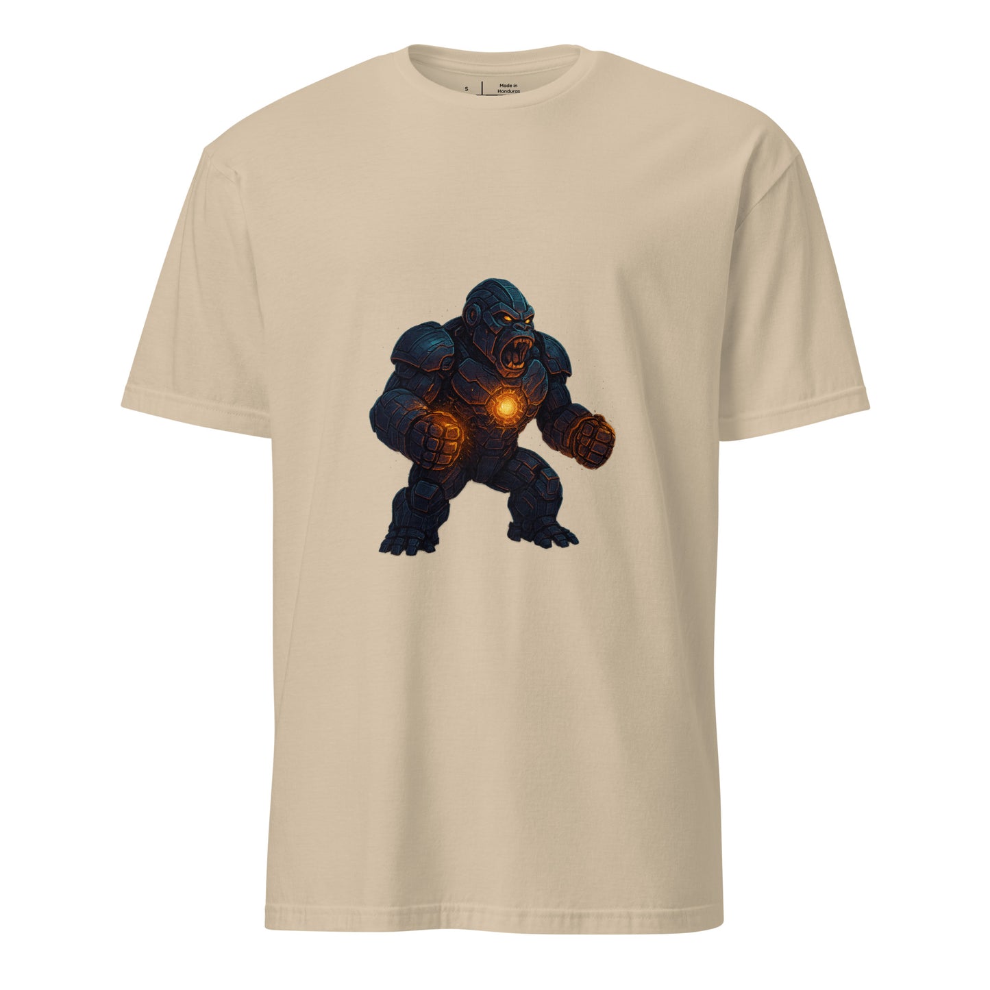 Mecha Gorilla – Cybernetic Beast Unleashed - Short-Sleeve Unisex T-Shirt - Graphic Tee - Sand - Front
