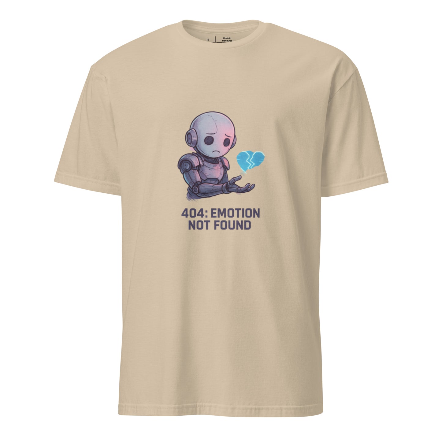 404: Emotion Not Found – Glitch Heart Robot  - Short-Sleeve Unisex T-Shirt - Graphic Tee - Sand - Front