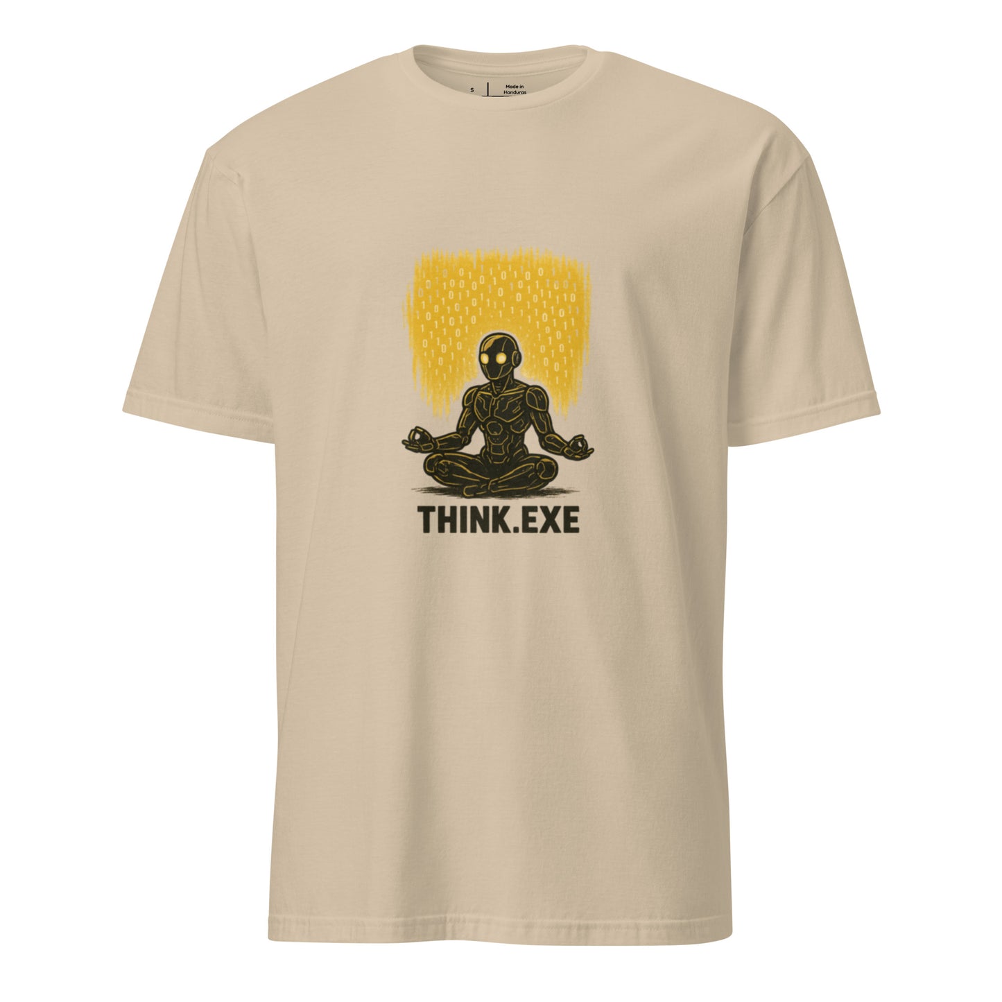 Think.exe – Cyber Meditation - Short-Sleeve Unisex T-Shirt - Graphic Tee - Sand - Front
