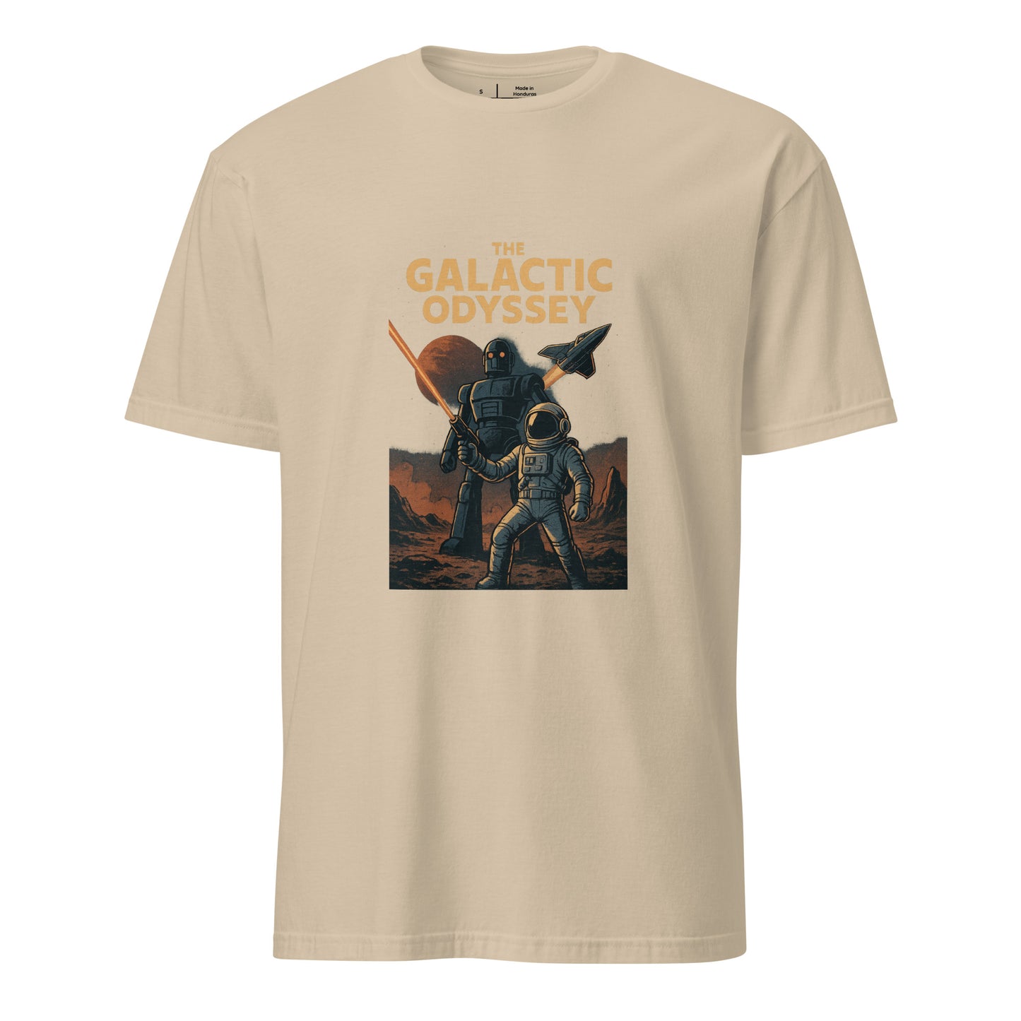 Galactic Odyssey - Sci-Fi Adventure - Short-Sleeve Unisex T-Shirt - Graphic Tee - Sand - Front