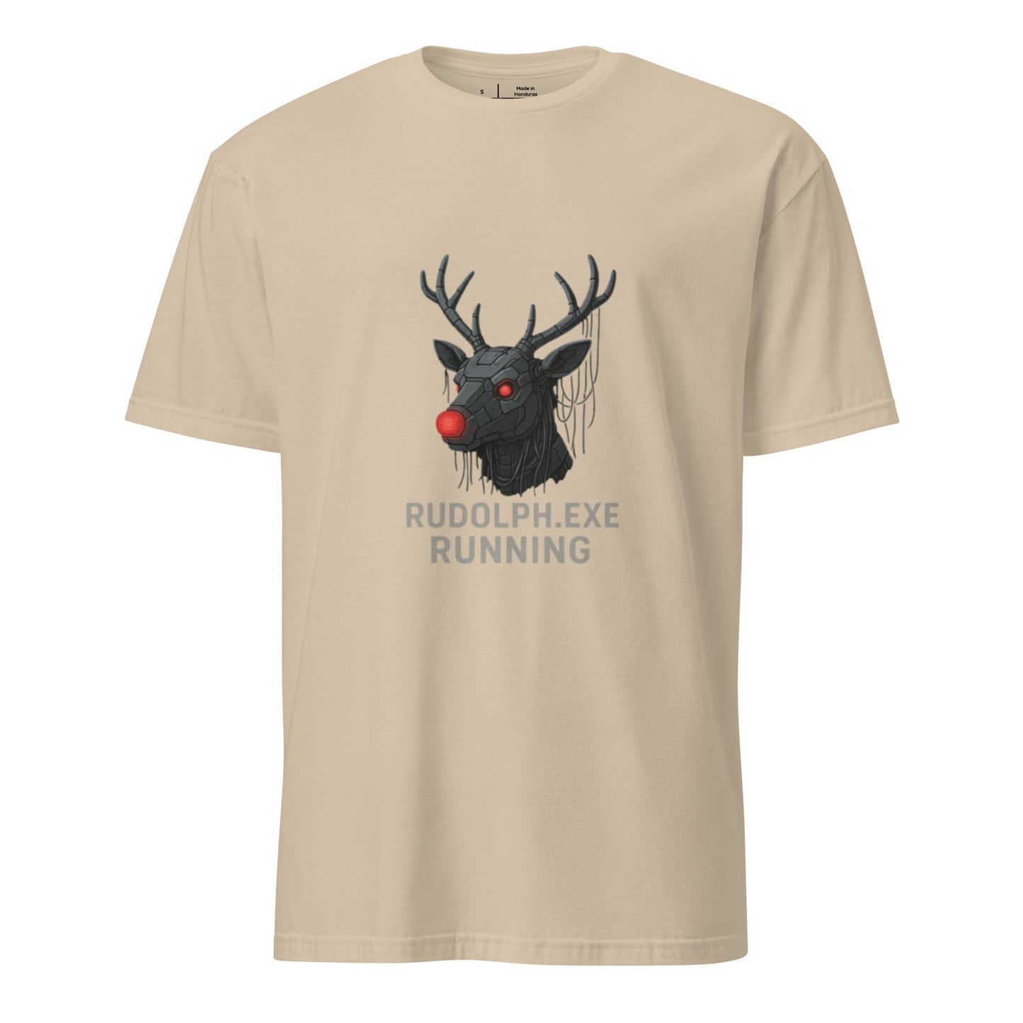 Rudolph.exe - Robotic Reindeer - Short-Sleeve Unisex T-Shirt - Graphic Tee - Sand - Front