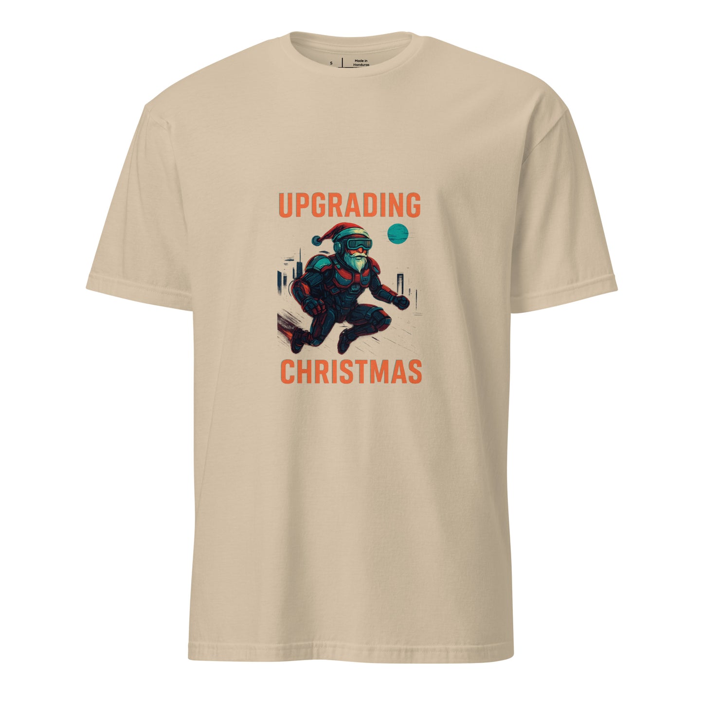 Cyber Santa 2099 - Upgrading Christmas - Short-Sleeve Unisex T-Shirt - Graphic Tee - Sand - Front