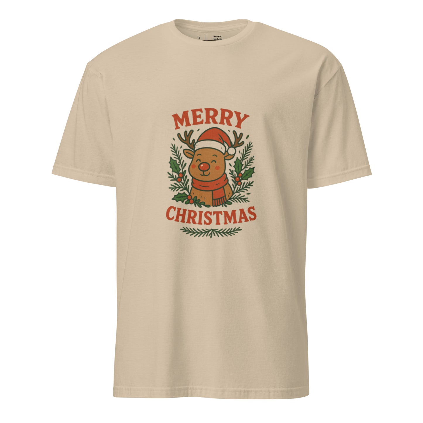Merry Christmas – Rudolph Edition - Short-Sleeve Unisex T-Shirt - Graphic Tee - Sand - Front