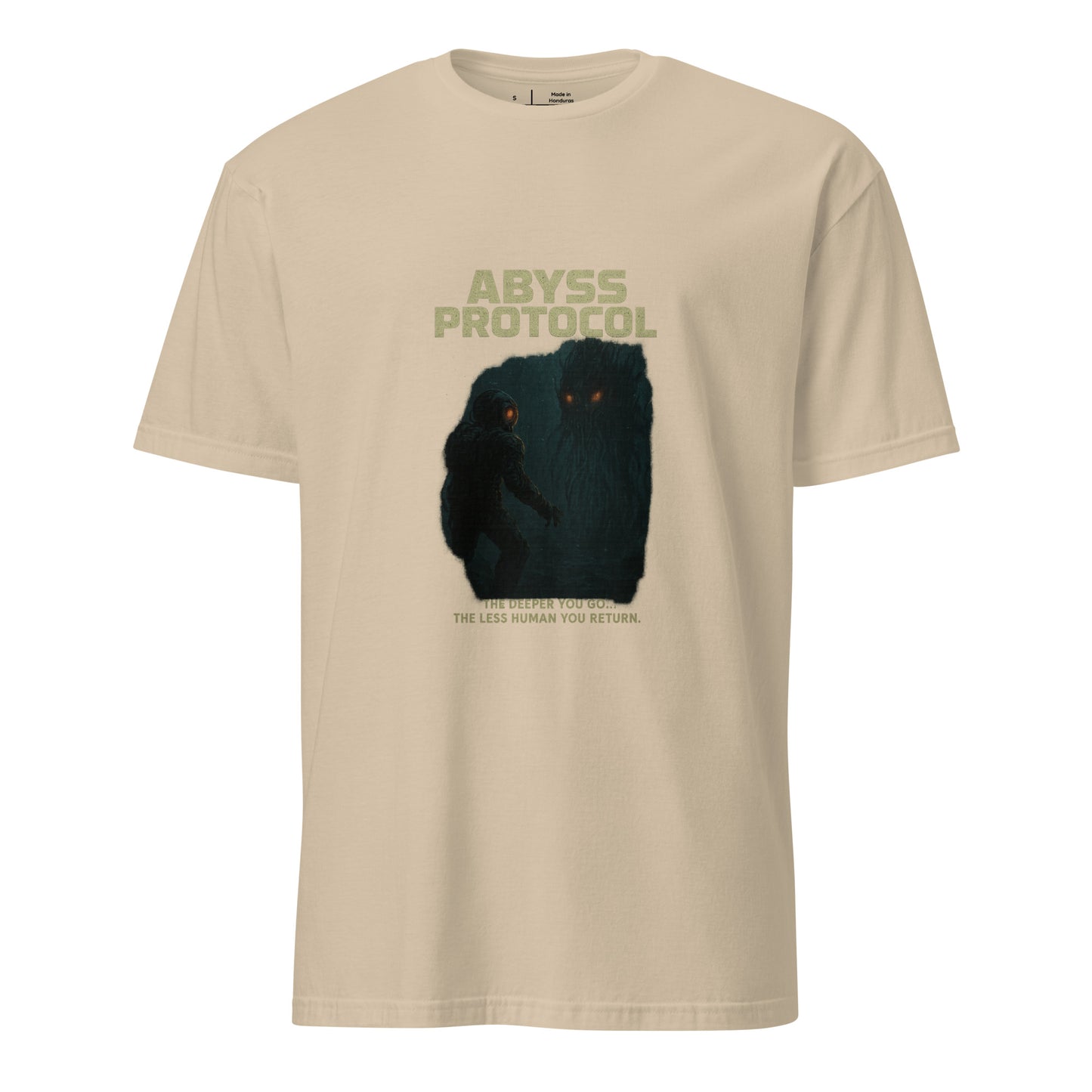 Abyss Protocol - Dark Confrontation - Short-Sleeve Unisex T-Shirt - Graphic Tee - Sand - Front