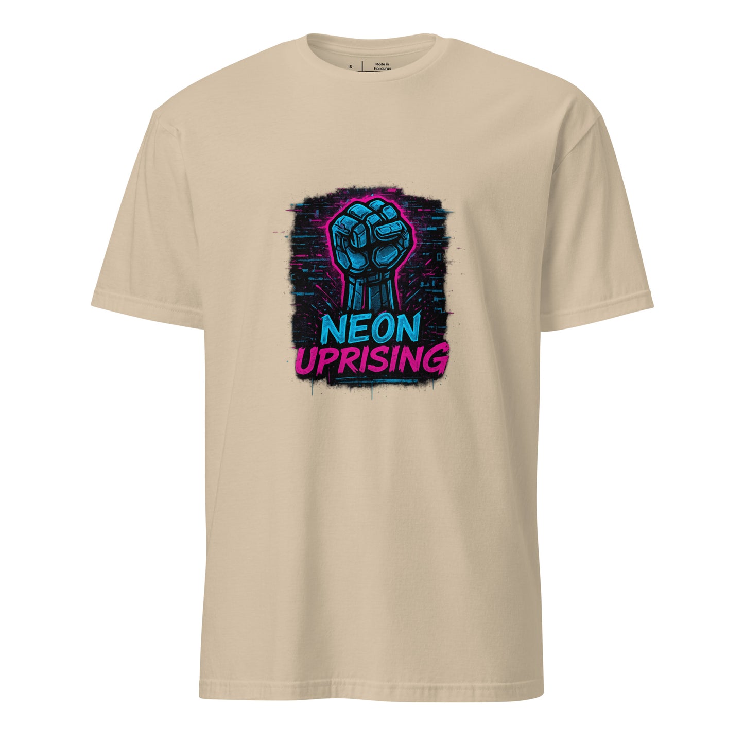 Neon Uprising - Digital Rebellion - Short-Sleeve Unisex T-Shirt - Graphic Tee - Sand - Front
