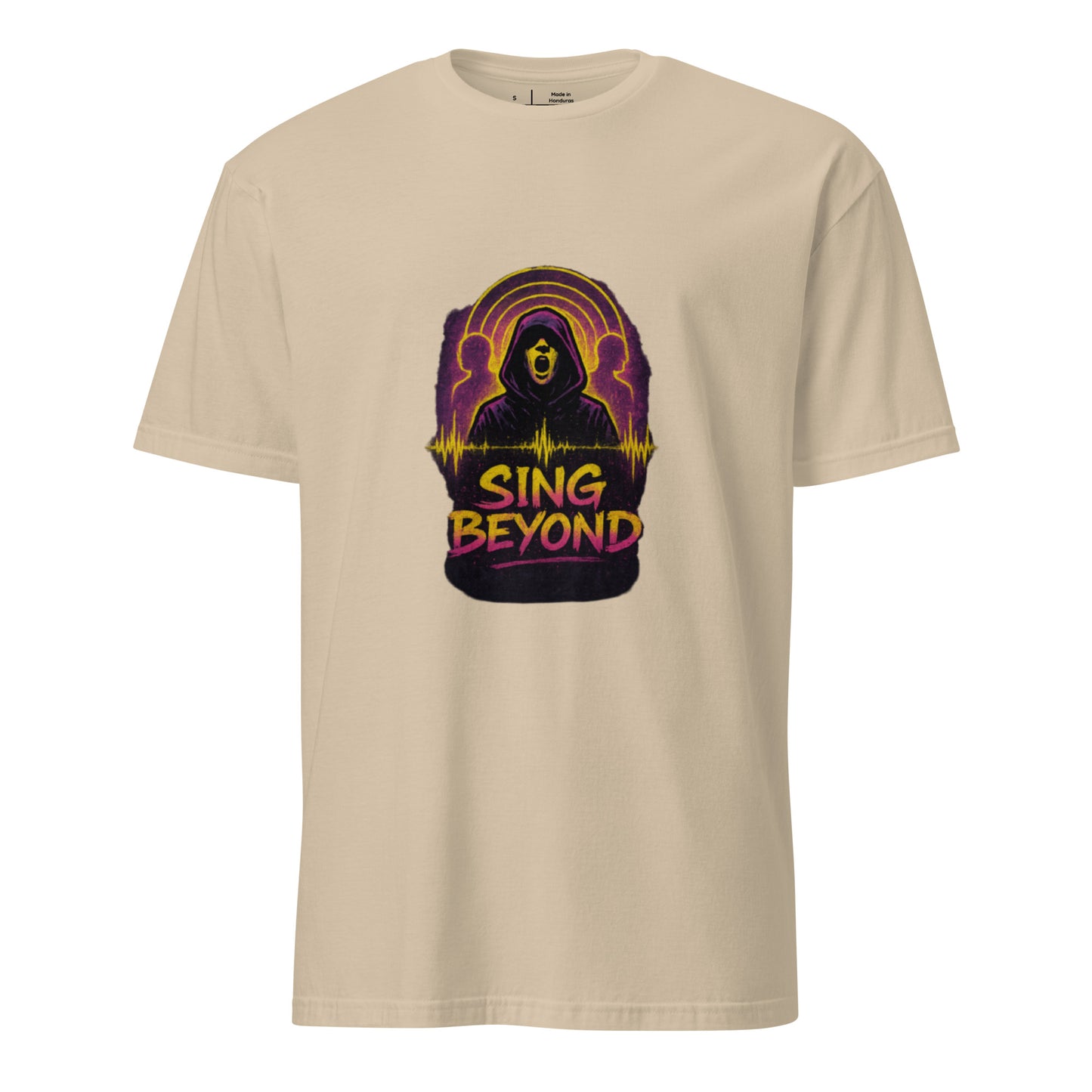 Outernet Choir Phantom - Soundwave Halo - Short-Sleeve Unisex T-Shirt - Graphic Tee - Sand - Front