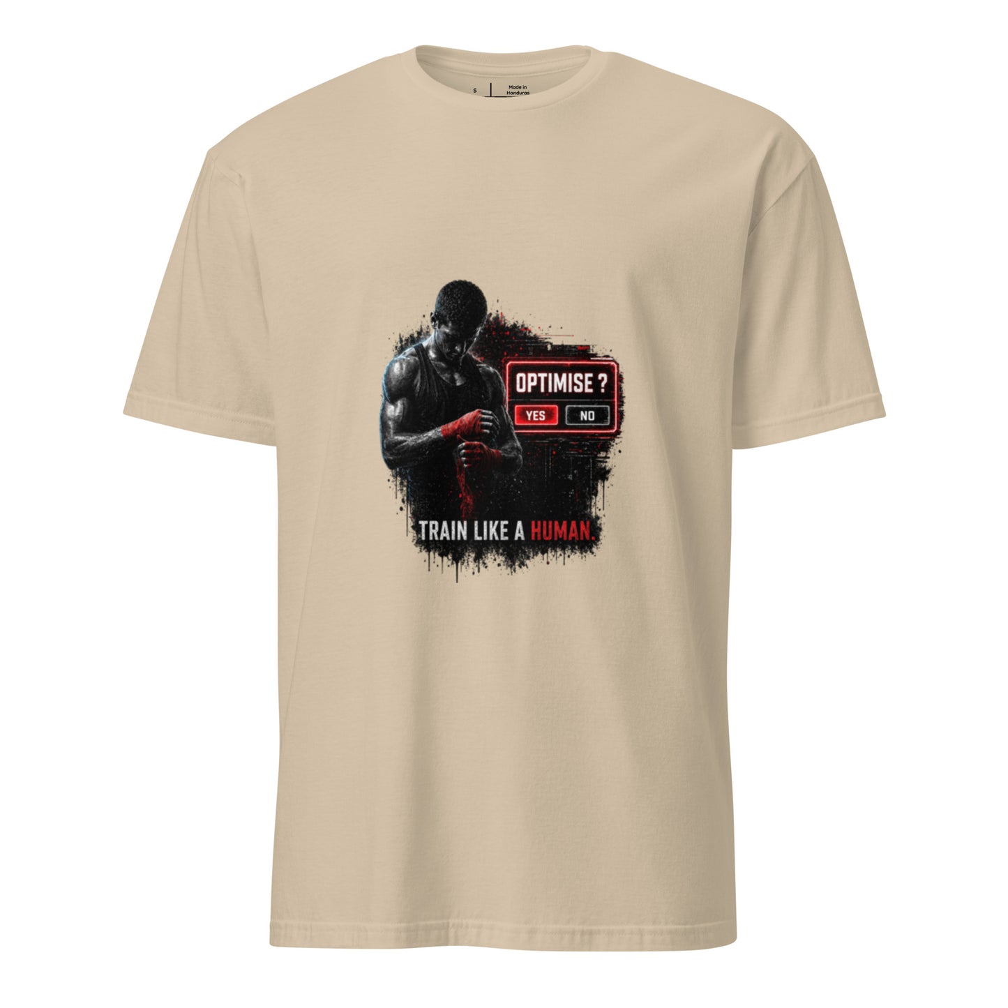 Train Like A Human – Gritty Sport Streetwear - Short-Sleeve Unisex T-Shirt - Graphic Tee - Sand - Front