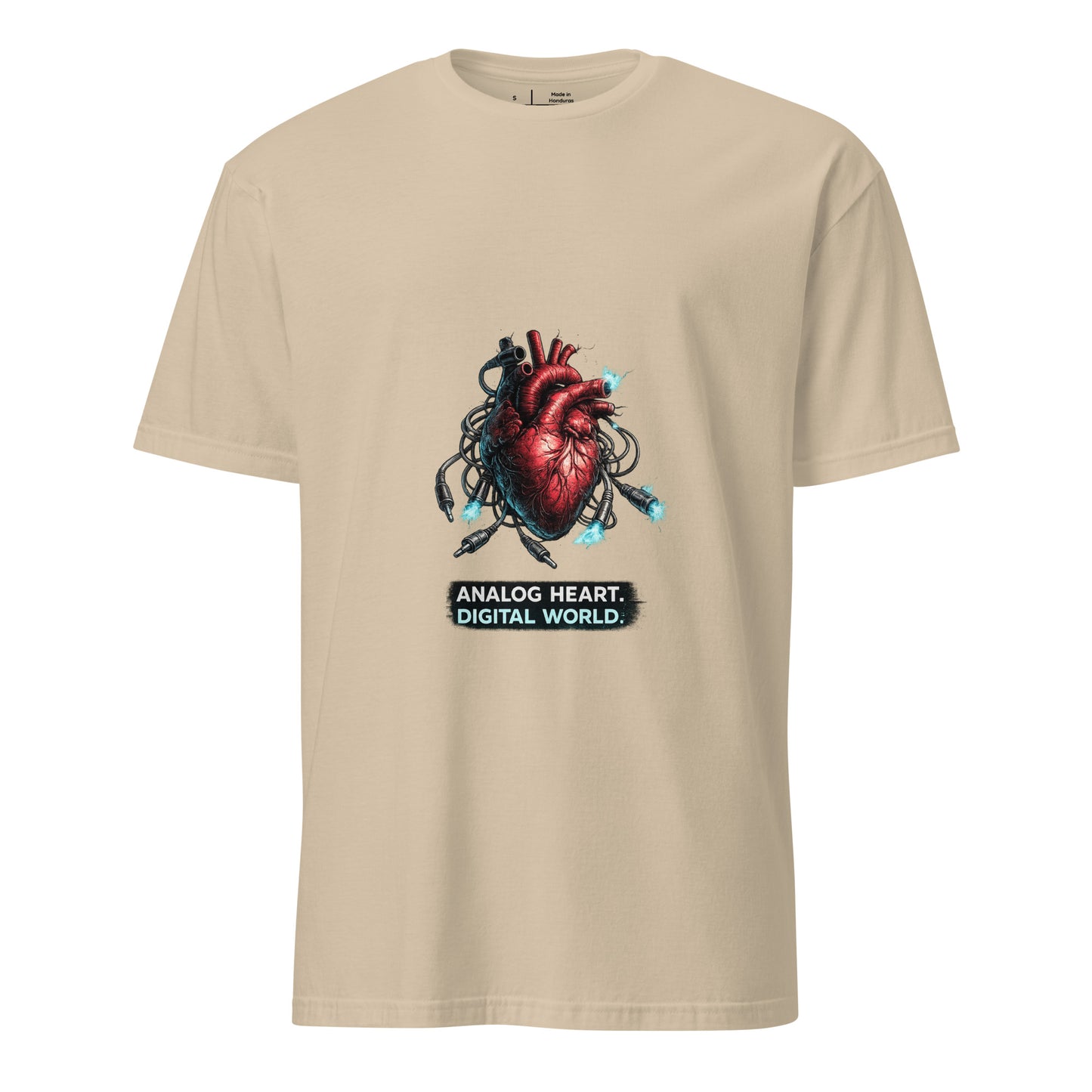 Analog Heart. Digital World. – Cyber Philosophy - Short-Sleeve Unisex T-Shirt - Graphic Tee - Sand - Front