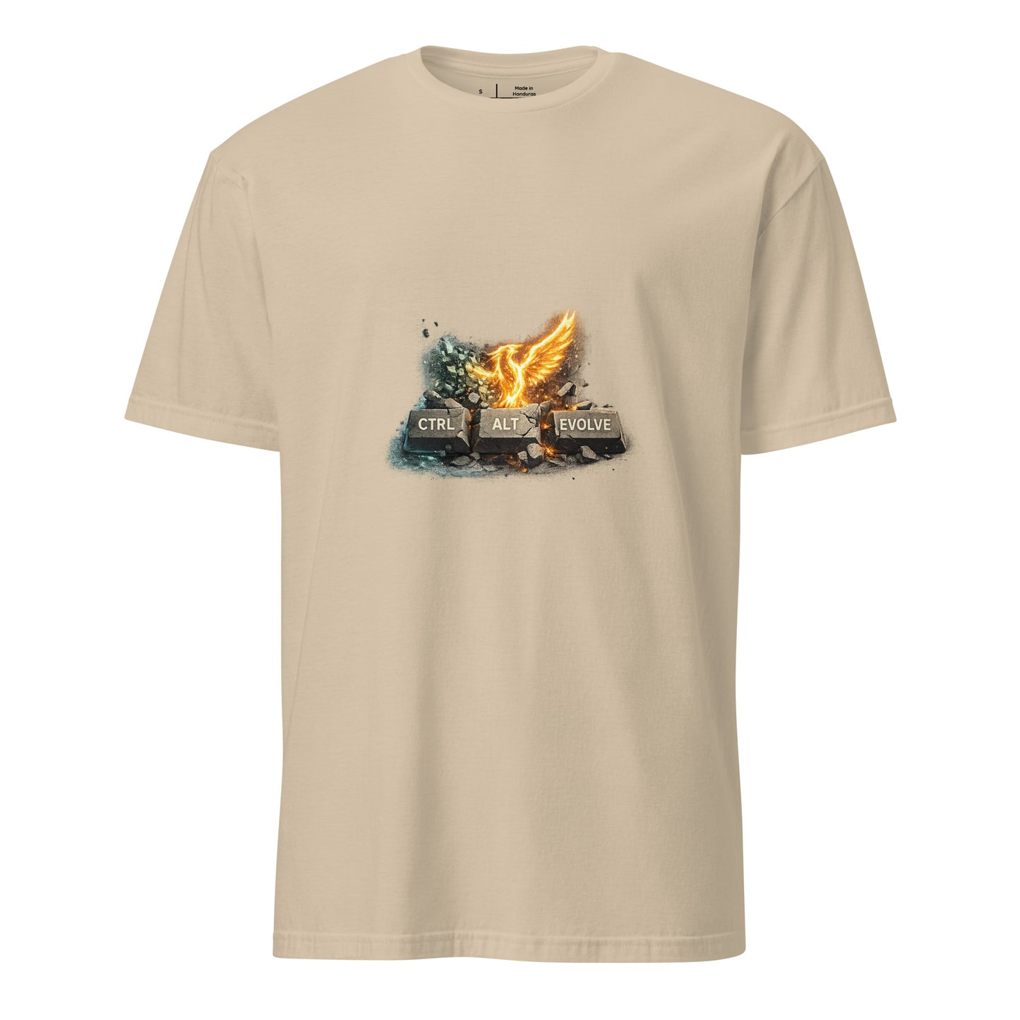 Ctrl + Alt + Evolve – Rebirth Mindset - Short-Sleeve Unisex T-Shirt - Graphic Tee - Sand - Front