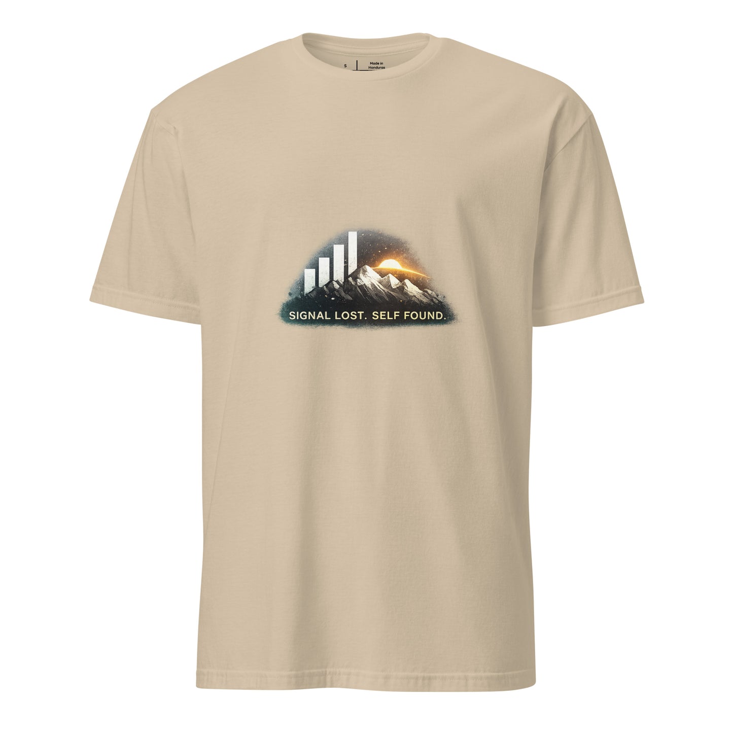 Signal Lost. Self Found. – Digital Detox - Short-Sleeve Unisex T-Shirt - Graphic Tee - Sand - Front