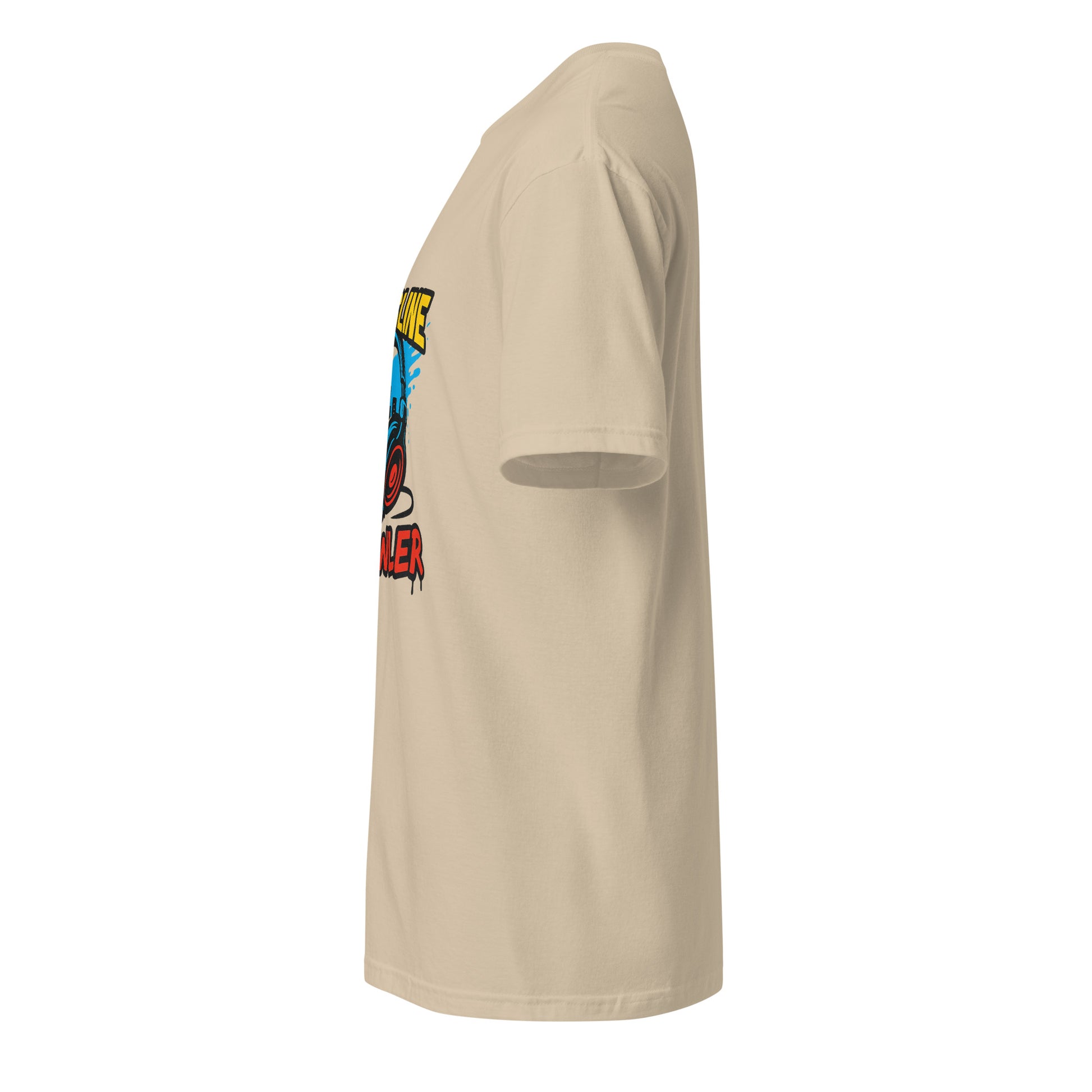 Bassline Brawler - Battle-Ready Beats - Short-Sleeve Unisex T-Shirt - Graphic Tee - Sand - Left side