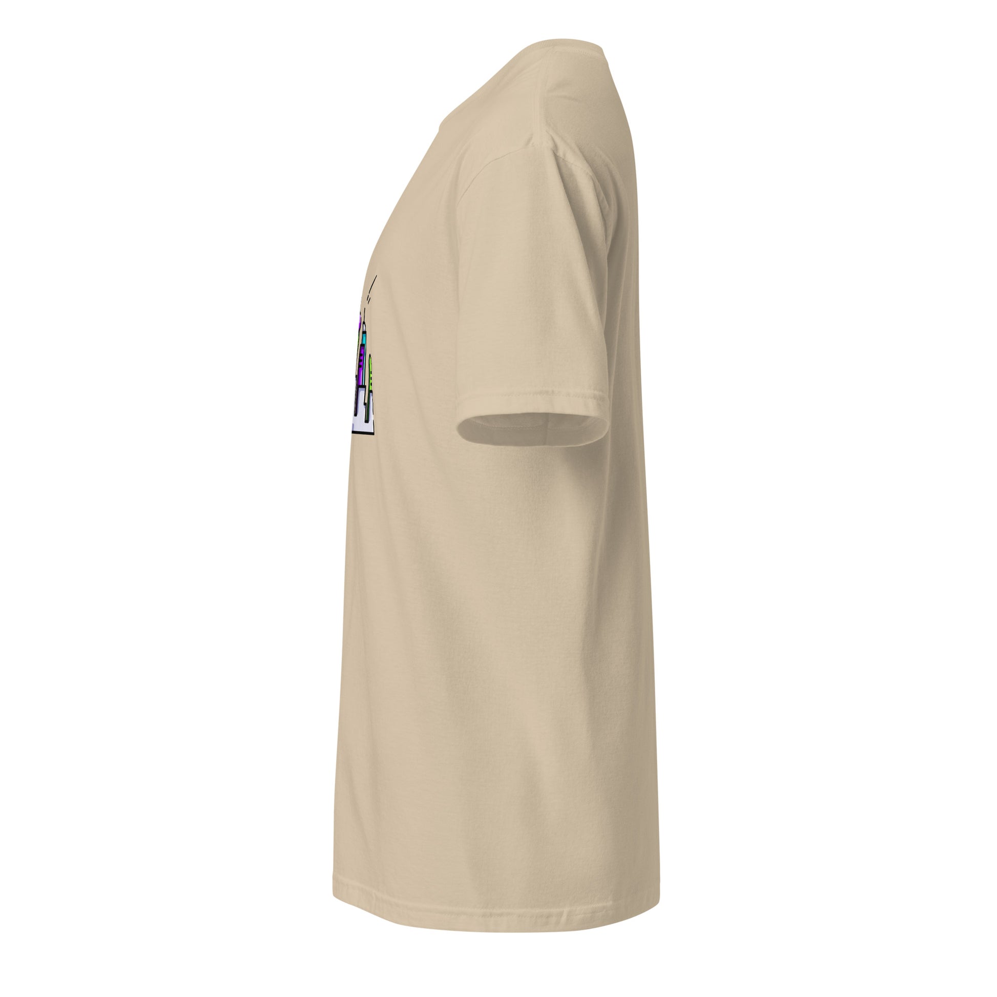 Cyber City 2 - Signal From The Skyline - Short-Sleeve Unisex T-Shirt - Graphic Tee - Sand - Left side