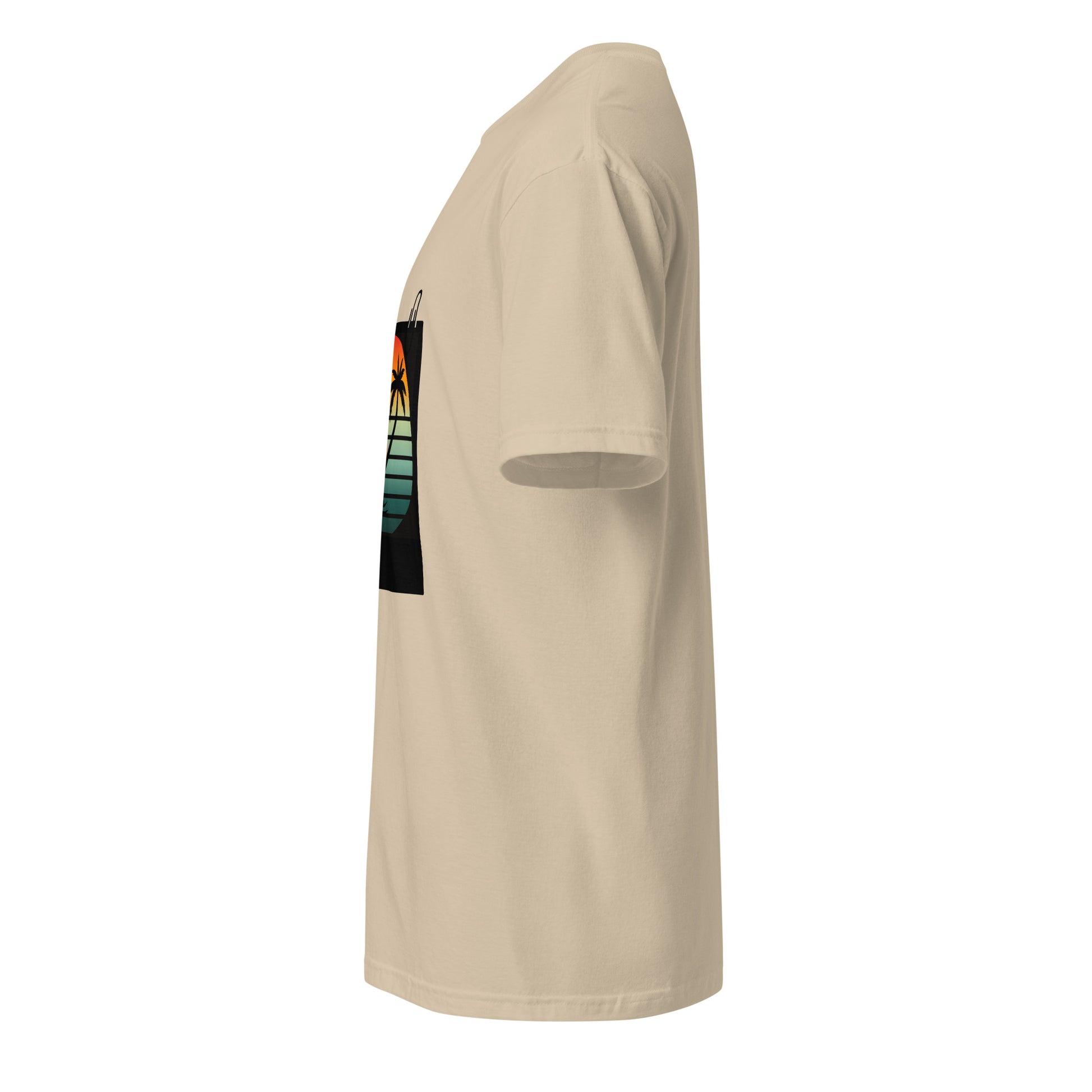 Tropical - Retro Sunset Vibes - Short-Sleeve Unisex T-Shirt - Graphic Tee - Sand - Left side