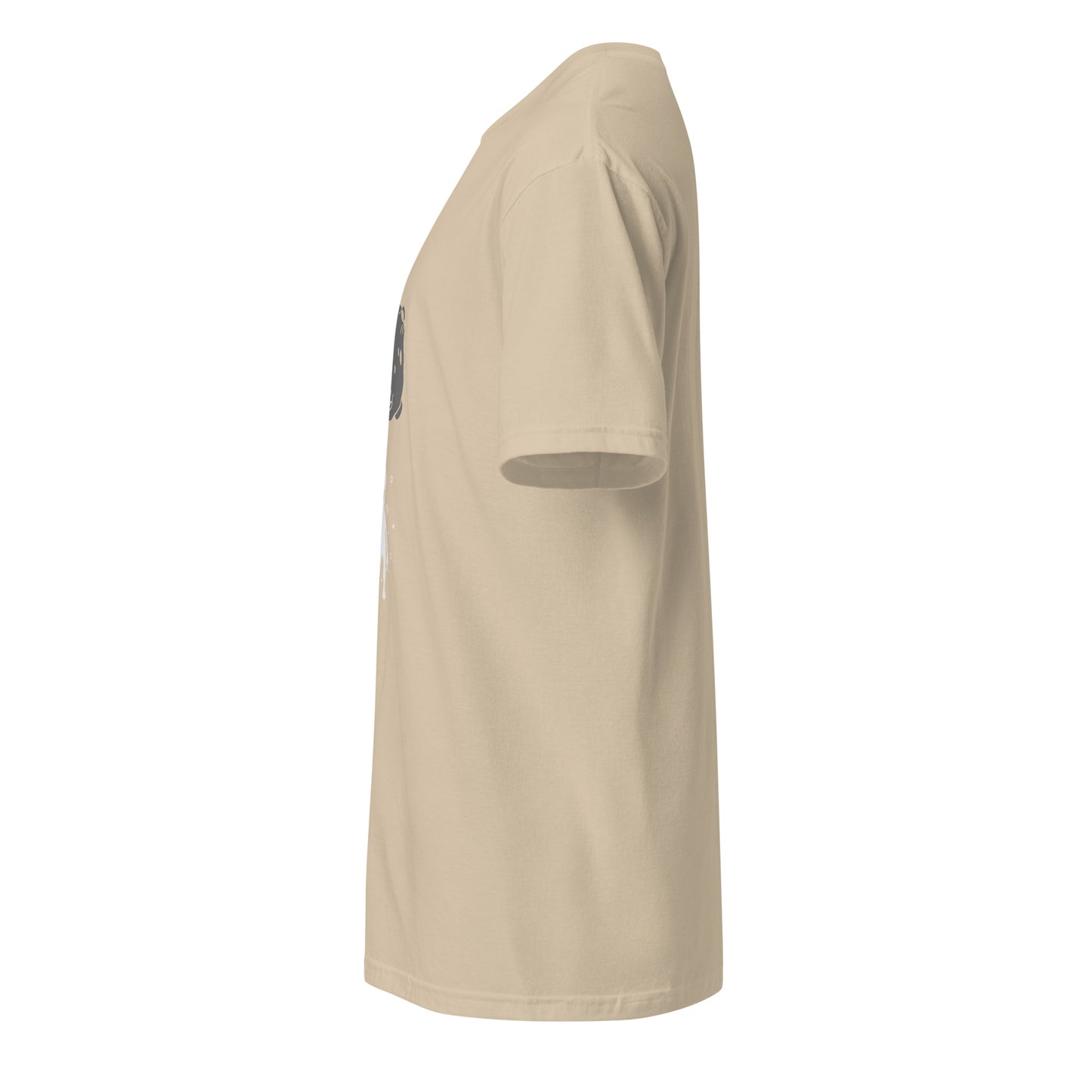 “Moonman” Minimalist Alien Graphic Tee - Short-Sleeve Unisex T-Shirt - Graphic Tee - Sand - Left side