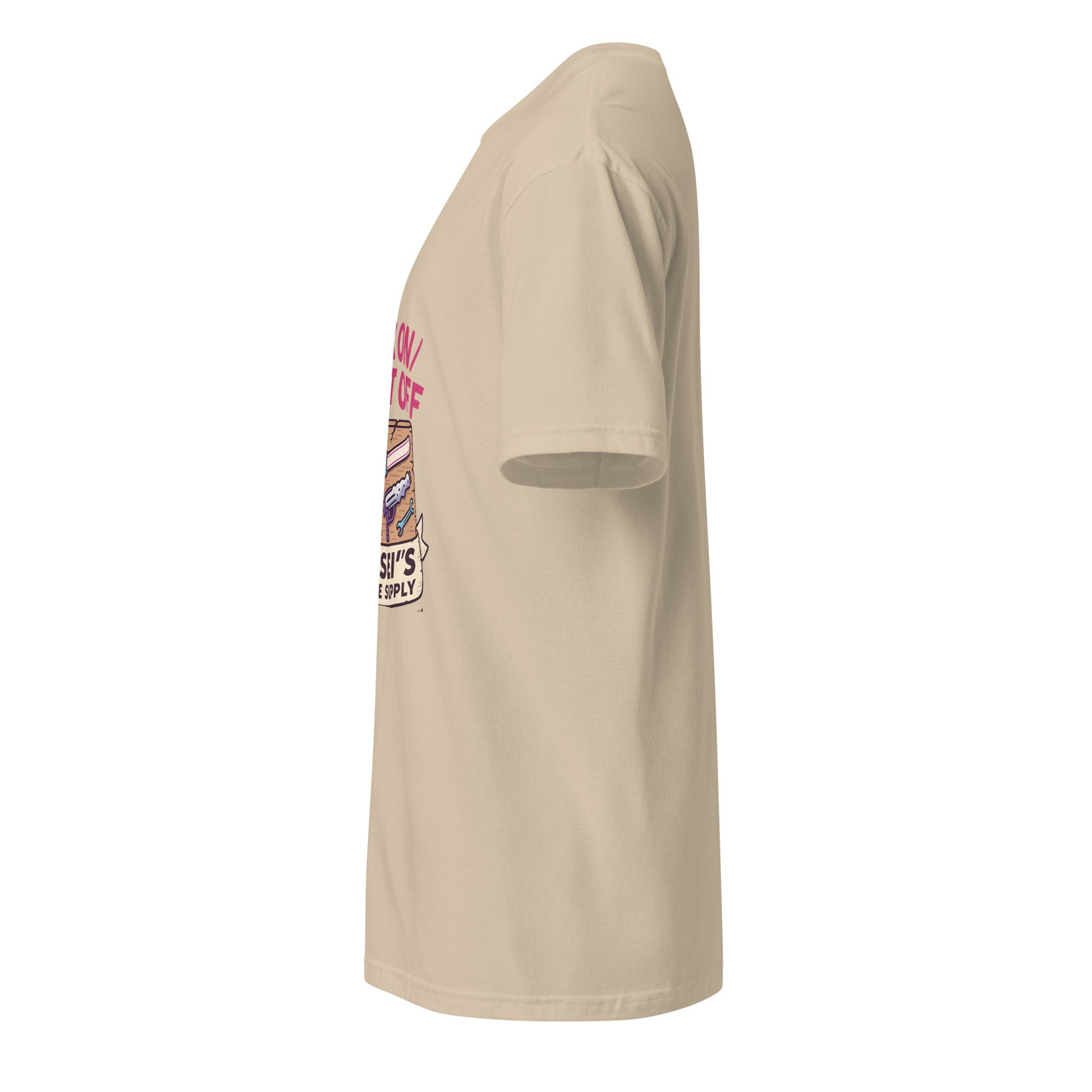 Wax On/Blast Off – Retro Karate Space - Short-Sleeve Unisex T-Shirt - Graphic Tee - Sand - Left side
