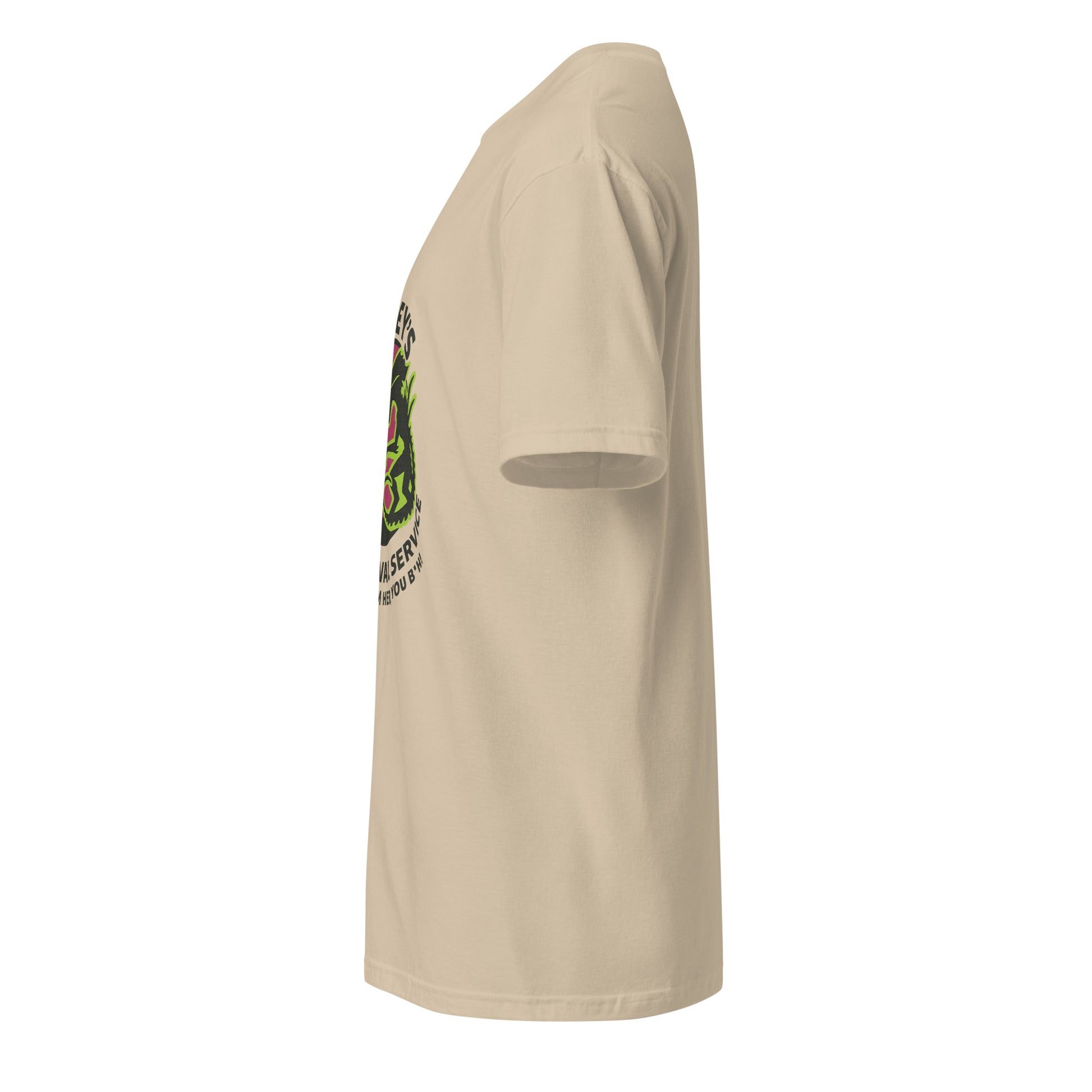 Ripley’s Bug Removal Service – Sci-Fi Parody - Short-Sleeve Unisex T-Shirt - Graphic Tee - Sand - Left side