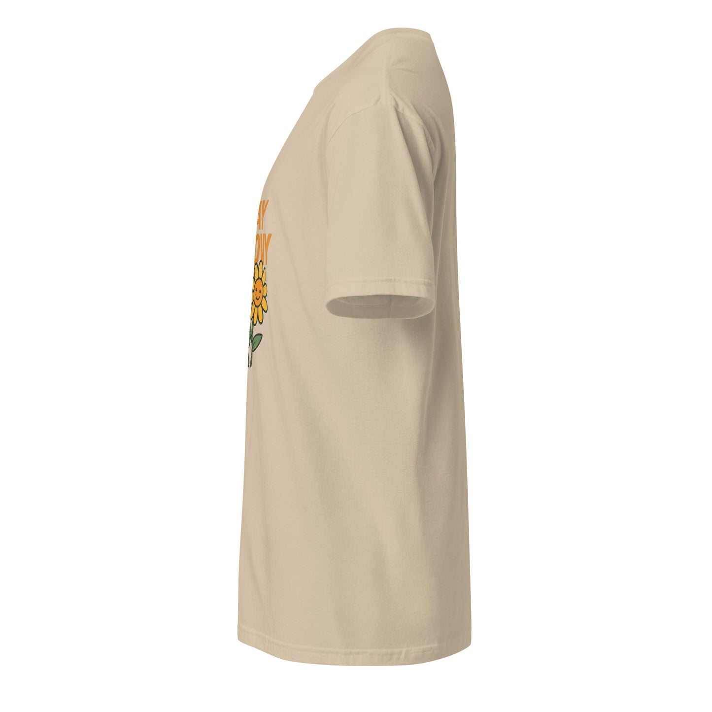 Stay Groovy – Retro Flower Power - Short-Sleeve Unisex T-Shirt - Graphic Tee - Sand - Left side