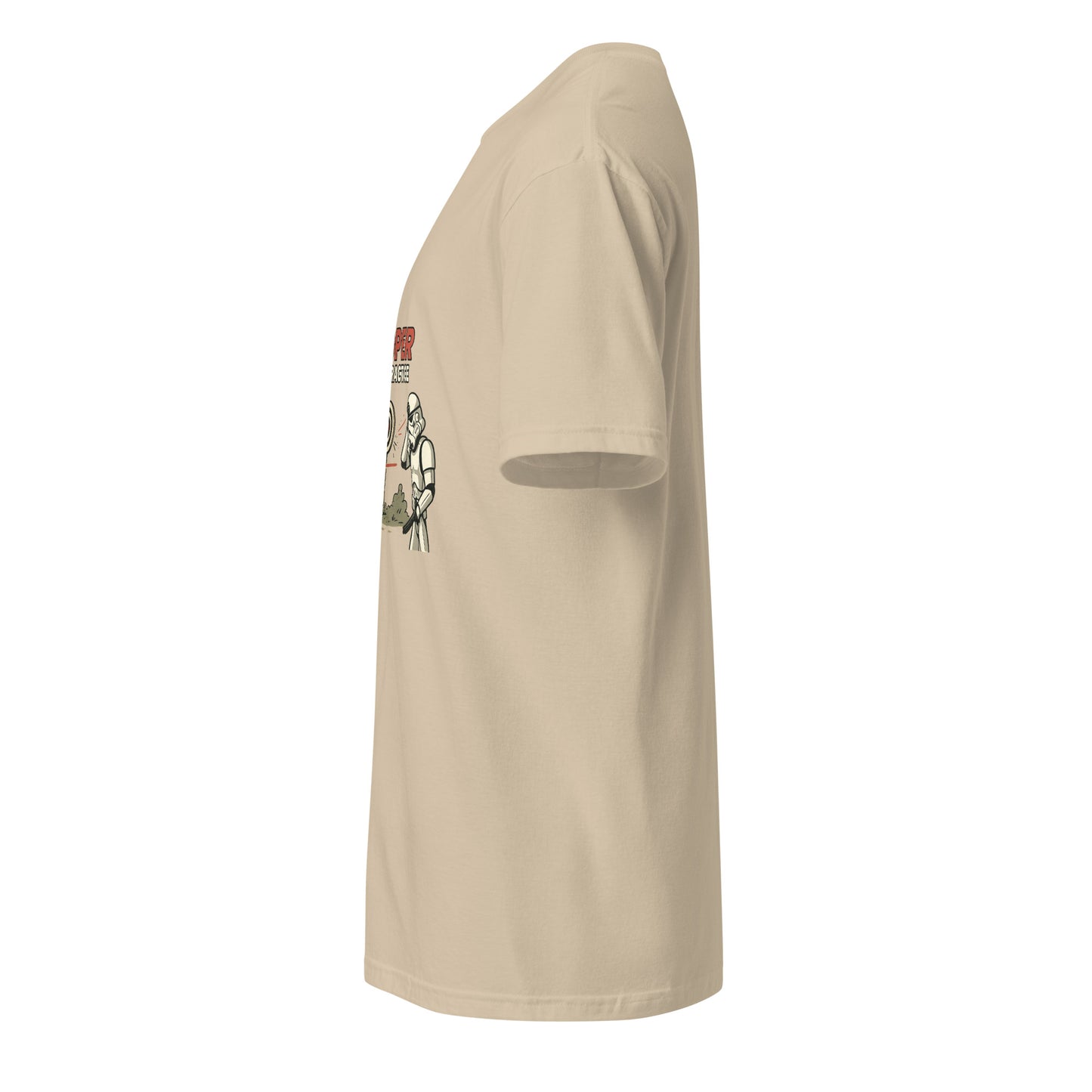 Trooper Target Practice – Aiming's Overrated Anyway - Short-Sleeve Unisex T-Shirt - Graphic Tee - Sand - Left side