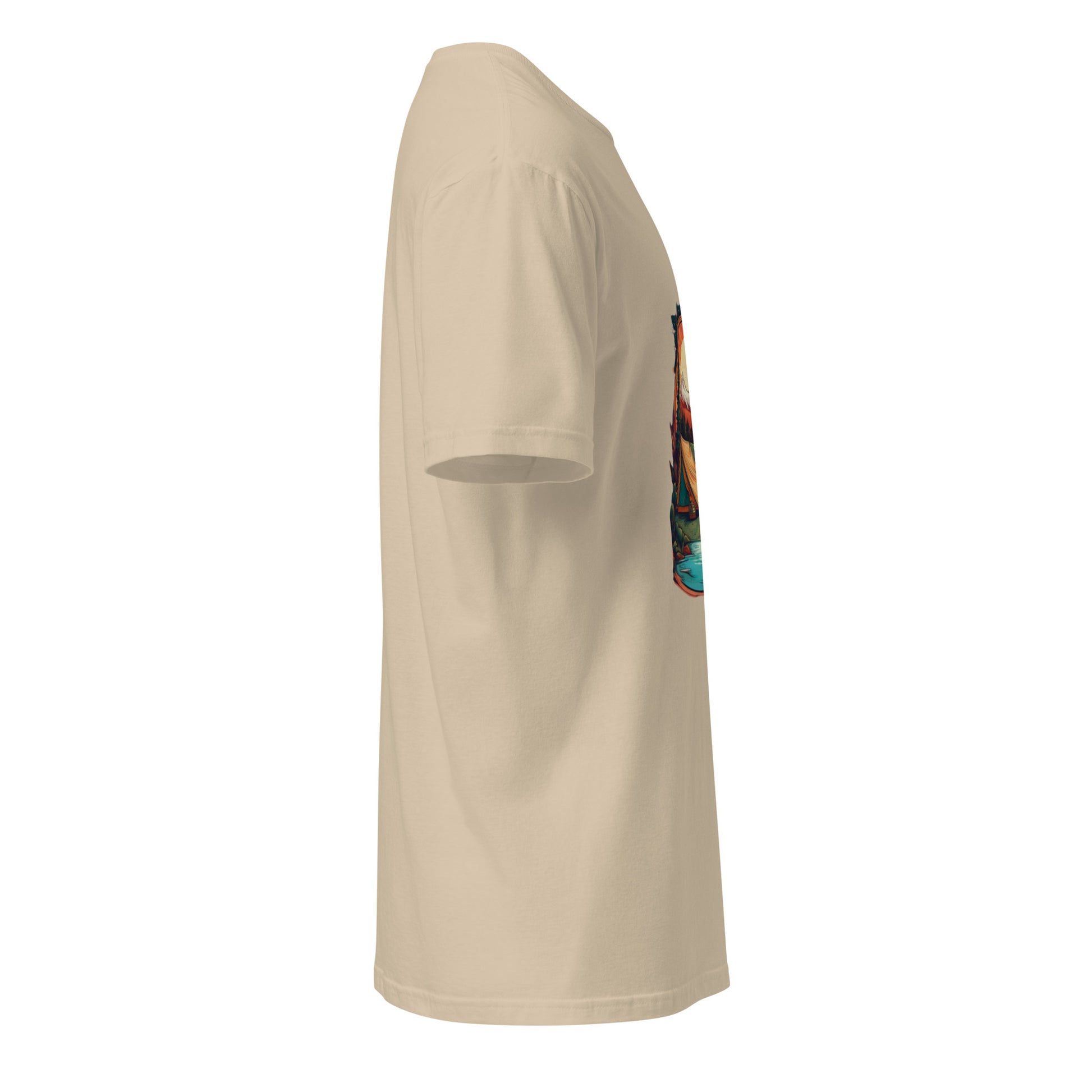 Golden Escape – Twin Tent Adventure - Short-Sleeve Unisex T-Shirt - Graphic Tee - Sand - Right side