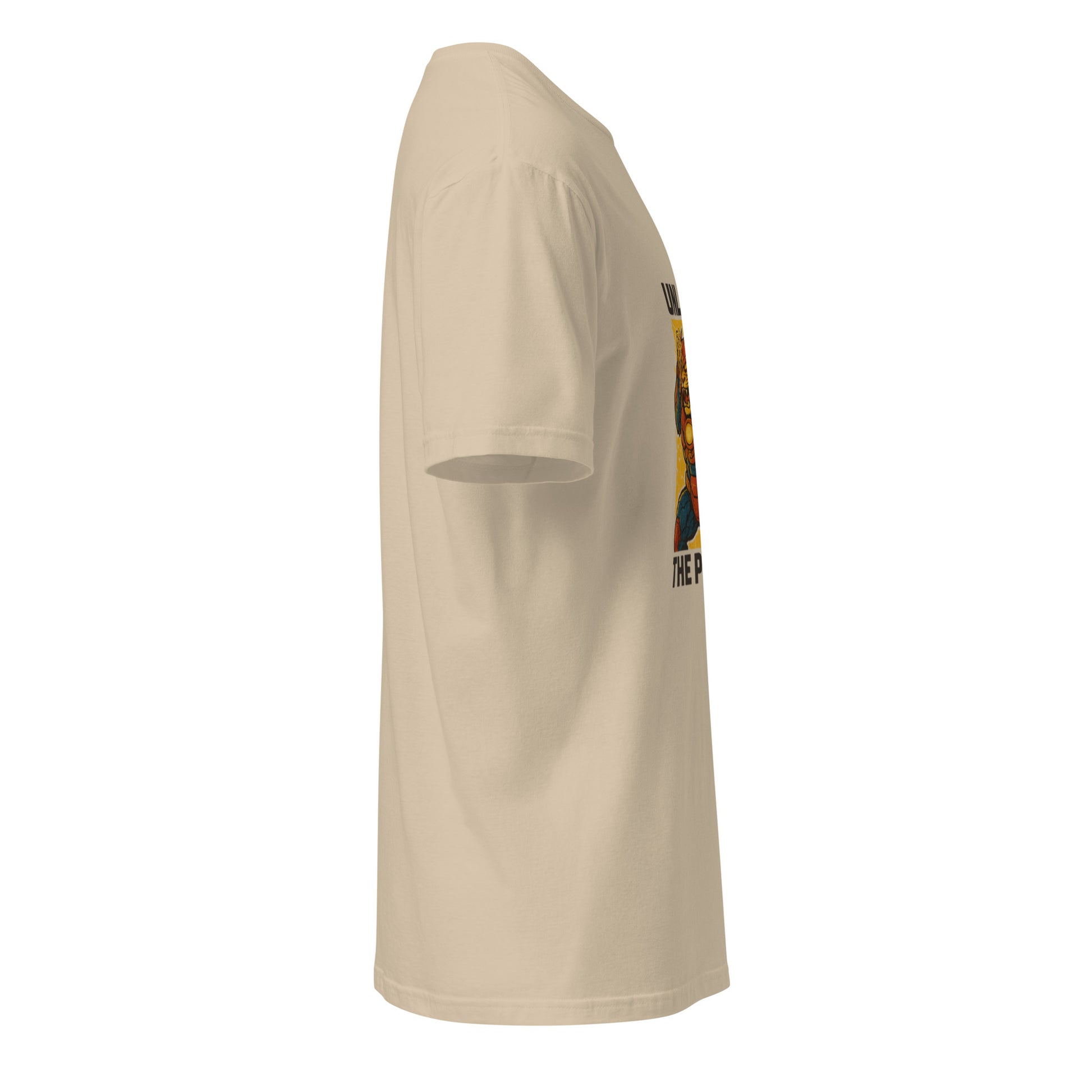 Thunder Primal Overdrive – Tech-Totem Fusion Warrior - Short-Sleeve Unisex T-Shirt - Graphic Tee - Sand - Right side