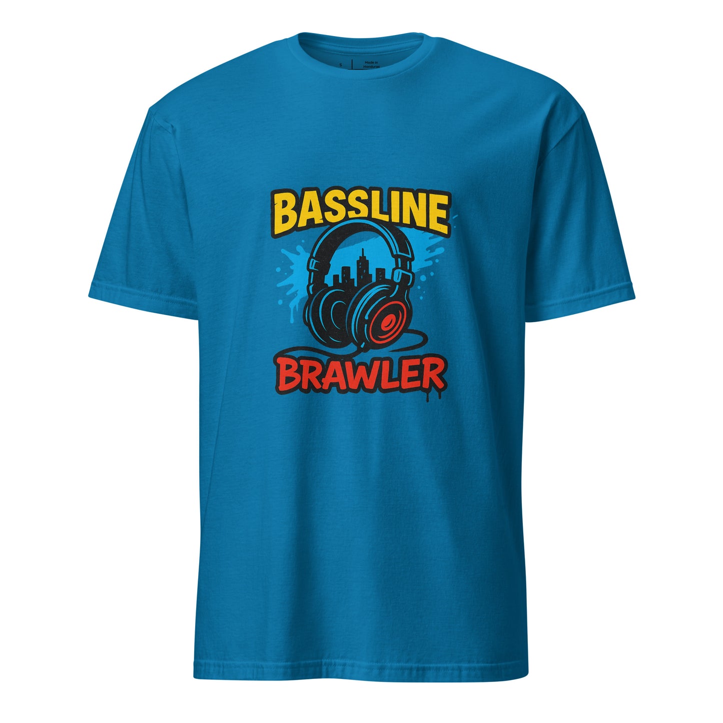 Bassline Brawler - Battle-Ready Beats - Short-Sleeve Unisex T-Shirt - Graphic Tee - Sapphire - Front