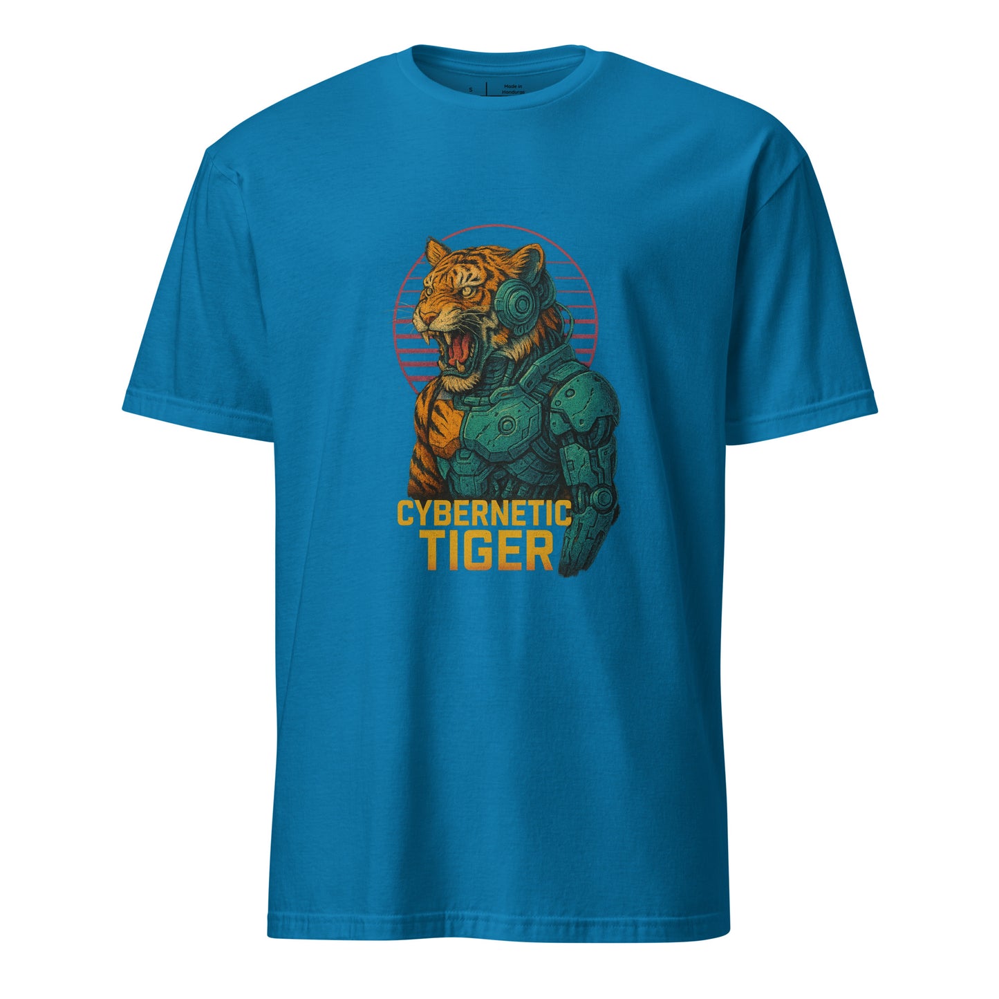 Cybernetic Tiger - Futuristic Ferocity - Short-Sleeve Unisex T-Shirt - Graphic Tee - Sapphire - Front