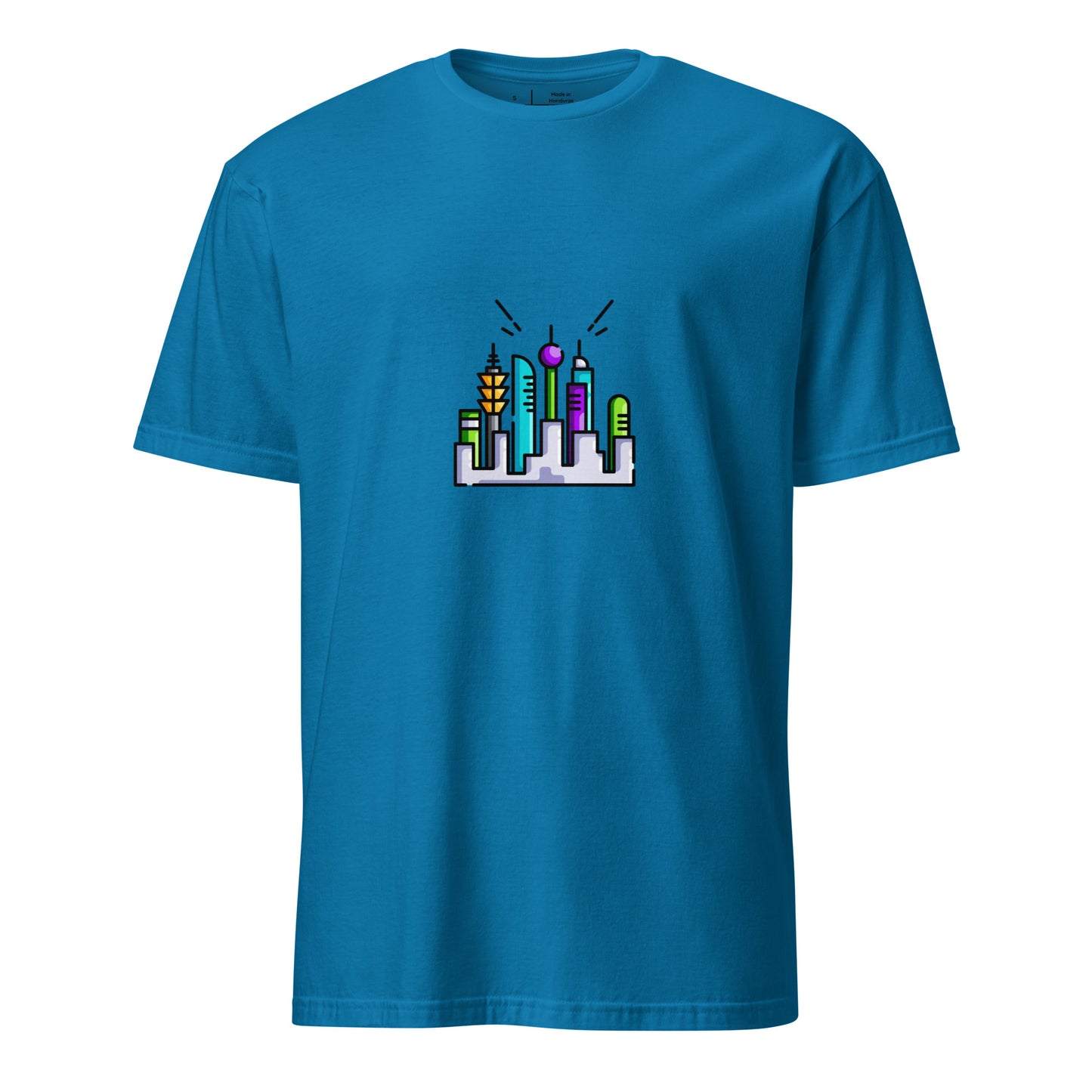 Cyber City 2 - Signal From The Skyline - Short-Sleeve Unisex T-Shirt - Graphic Tee - Sapphire - Front