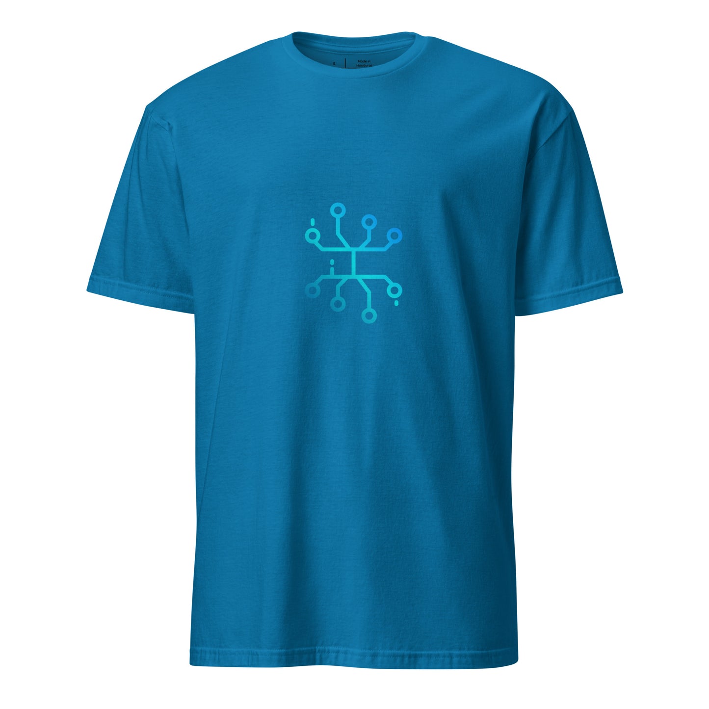 “Neural Bloom” – Circuit Flower - Short-Sleeve Unisex T-Shirt - Graphic Tee - Sapphire - Front