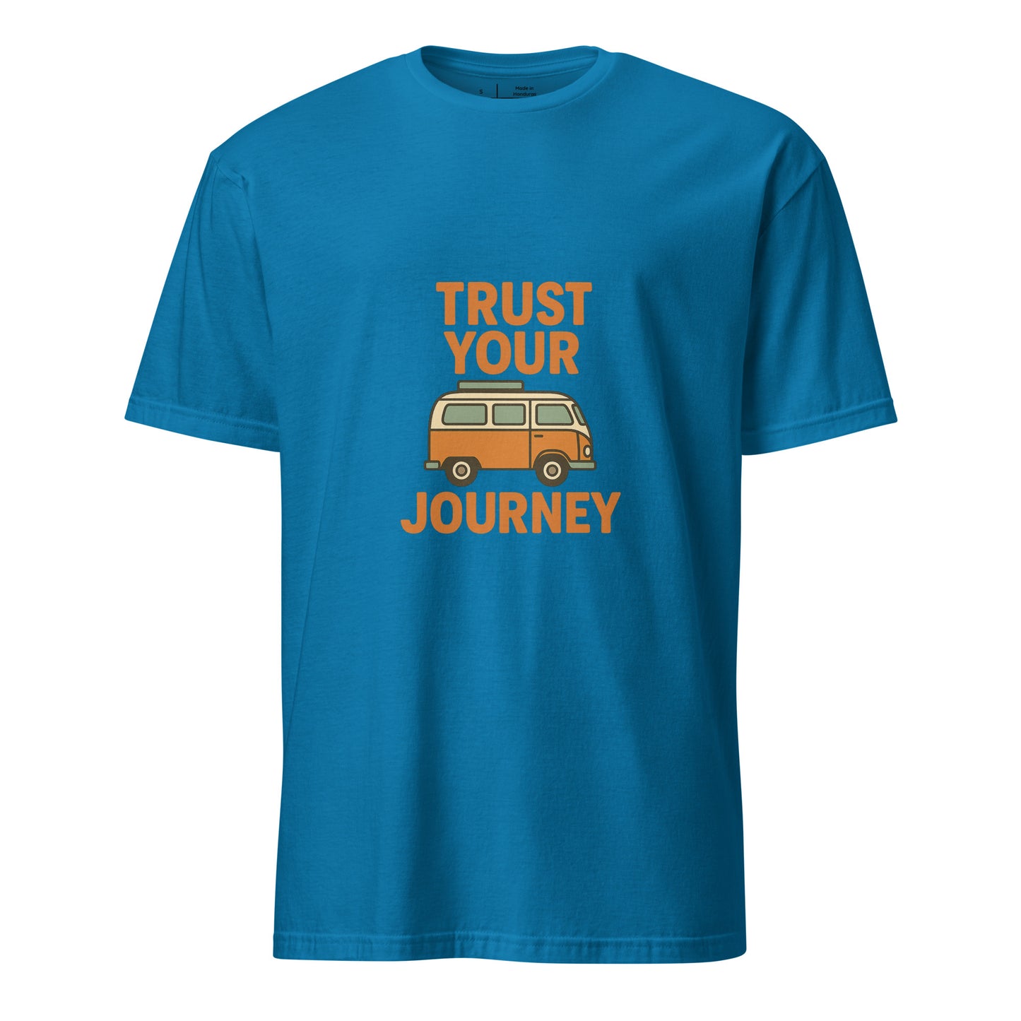 Trust Your Journey – Retro Camper Van - Short-Sleeve Unisex T-Shirt - Graphic Tee - Sapphire - Front