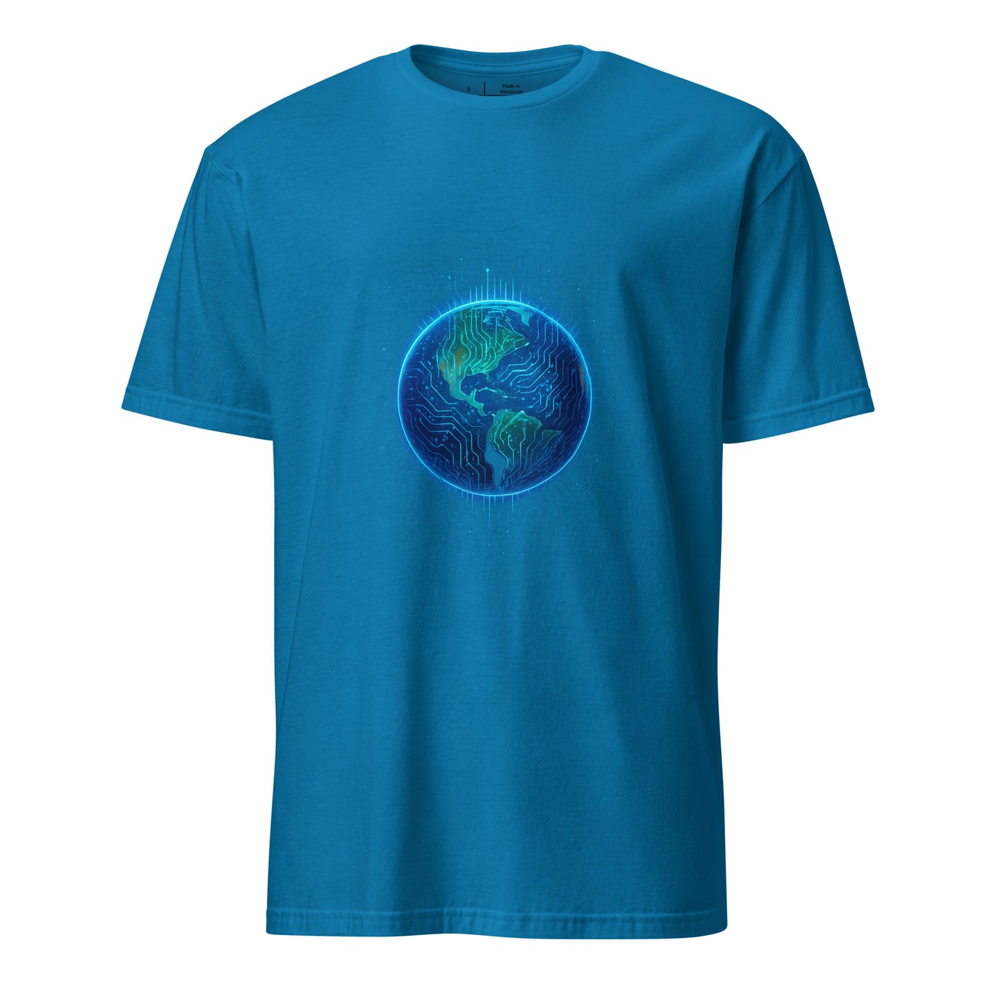 Cosmic Circuitry - Futuristic Cyberpunk - Short-Sleeve Unisex T-Shirt - Graphic Tee - Sapphire - Front