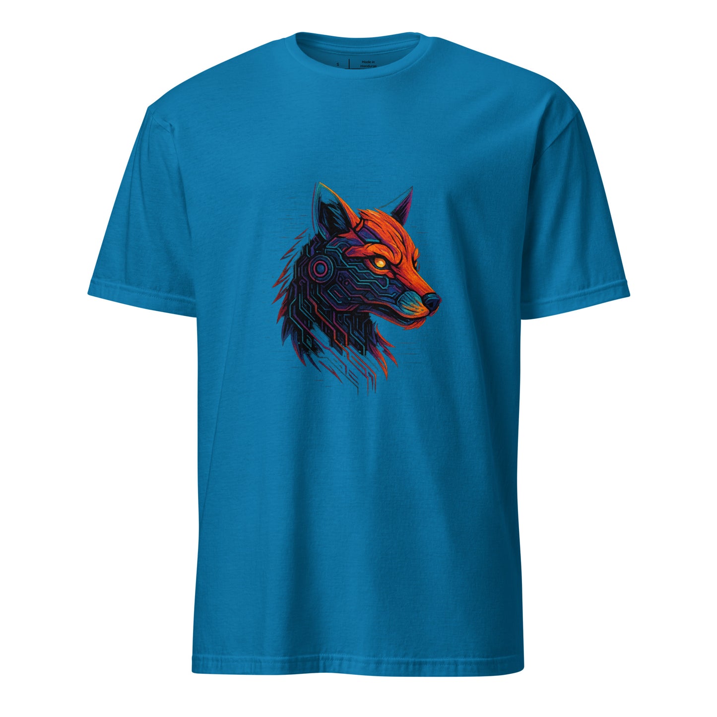  Cyber Fox – Neon Trickster - Short-Sleeve Unisex T-Shirt - Graphic Tee - Sapphire - Front