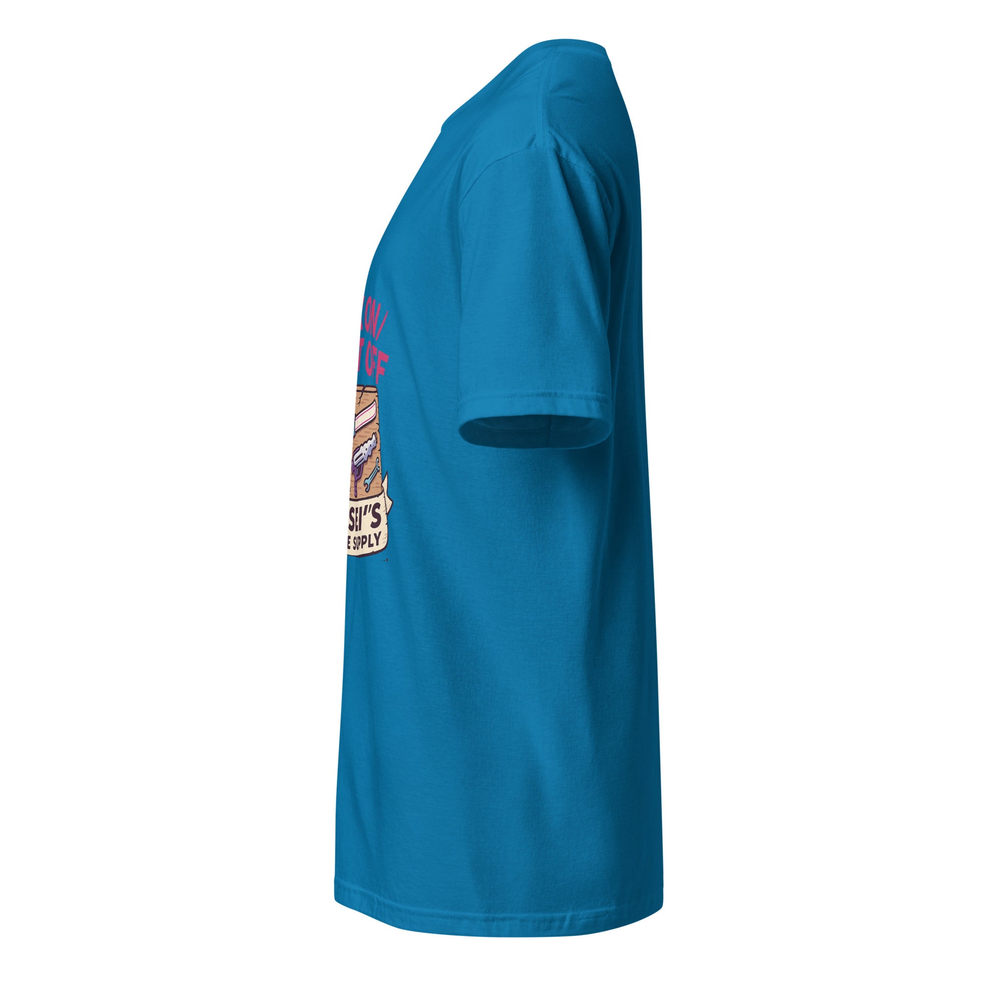 Wax On/Blast Off – Retro Karate Space - Short-Sleeve Unisex T-Shirt - Graphic Tee - Sapphire - Left side