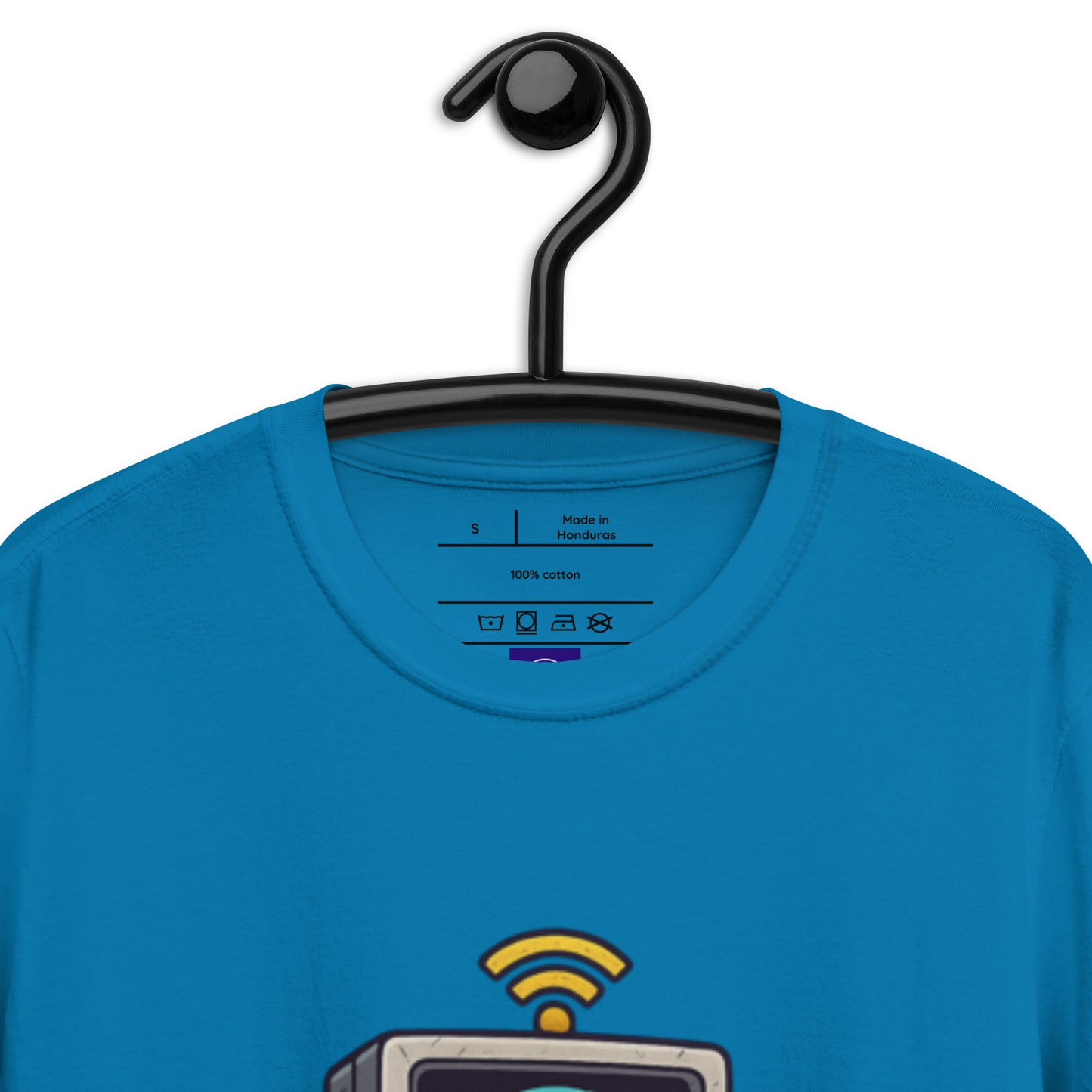 Digital Destroyer - Skeleton Bandwidth Battle - Short-Sleeve Unisex T-Shirt - Graphic Tee - Sapphire - Front Neckline