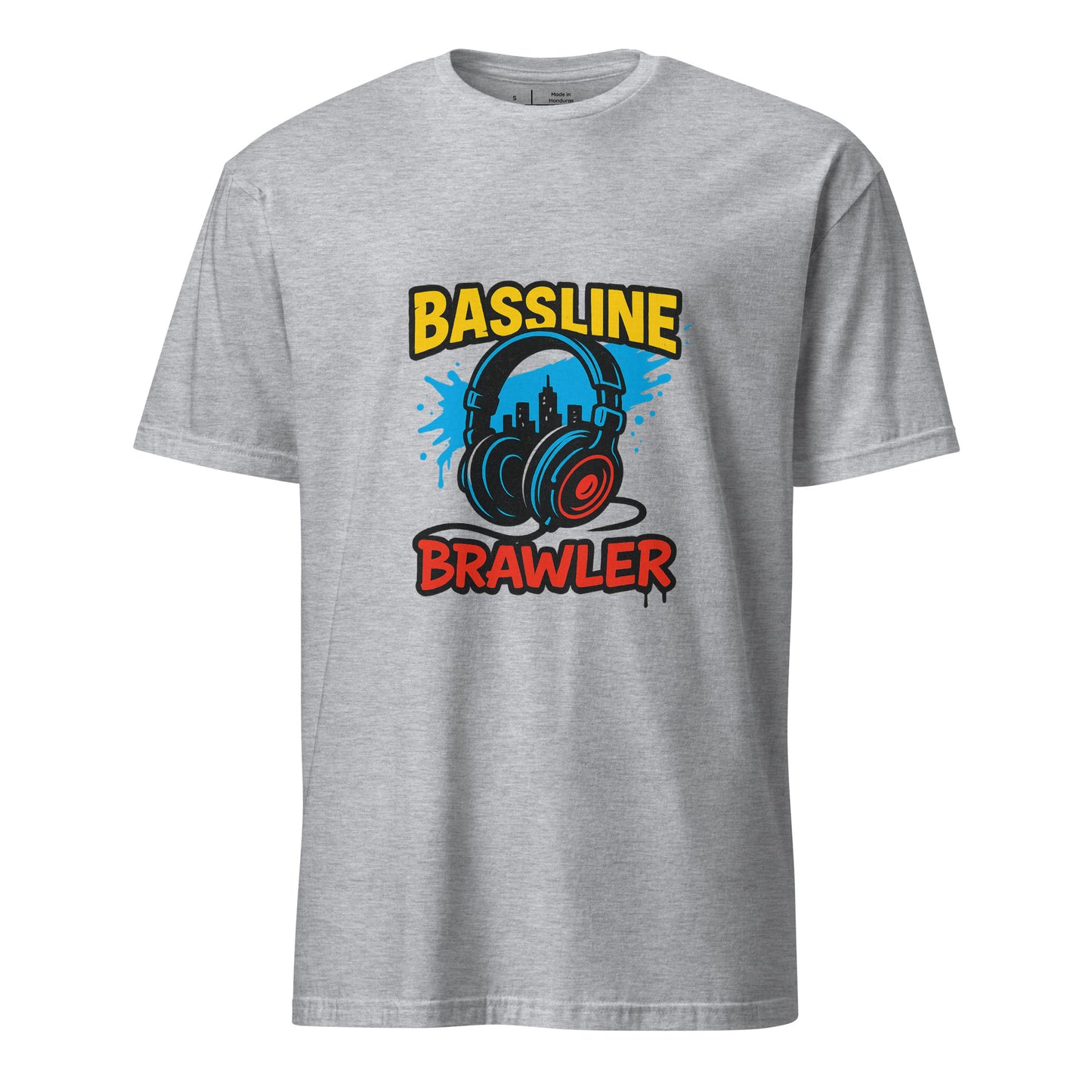 Bassline Brawler - Battle-Ready Beats - Short-Sleeve Unisex T-Shirt - Graphic Tee - Sport Grey - Front