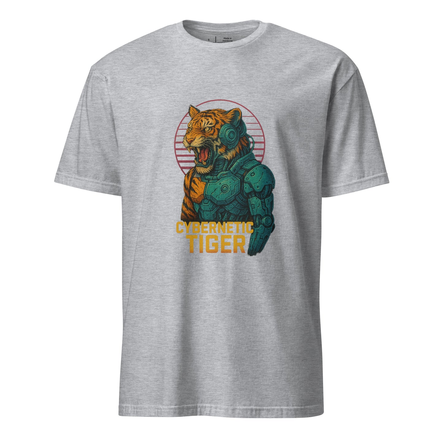 Cybernetic Tiger - Futuristic Ferocity - Short-Sleeve Unisex T-Shirt - Graphic Tee - Sport Grey - Front
