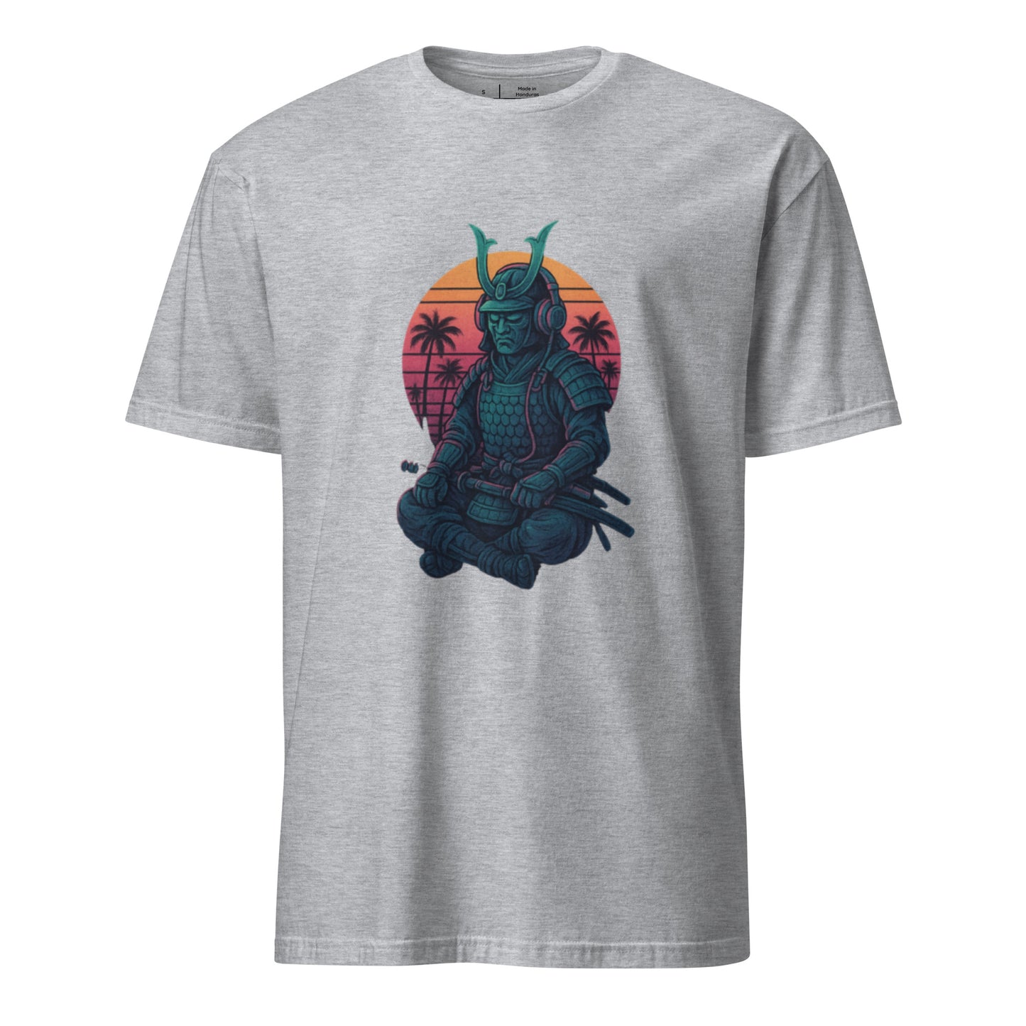 Headphone Samurai - Balance Meets Beats - Short-Sleeve Unisex T-Shirt - Graphic Tee - Sport Grey - Front