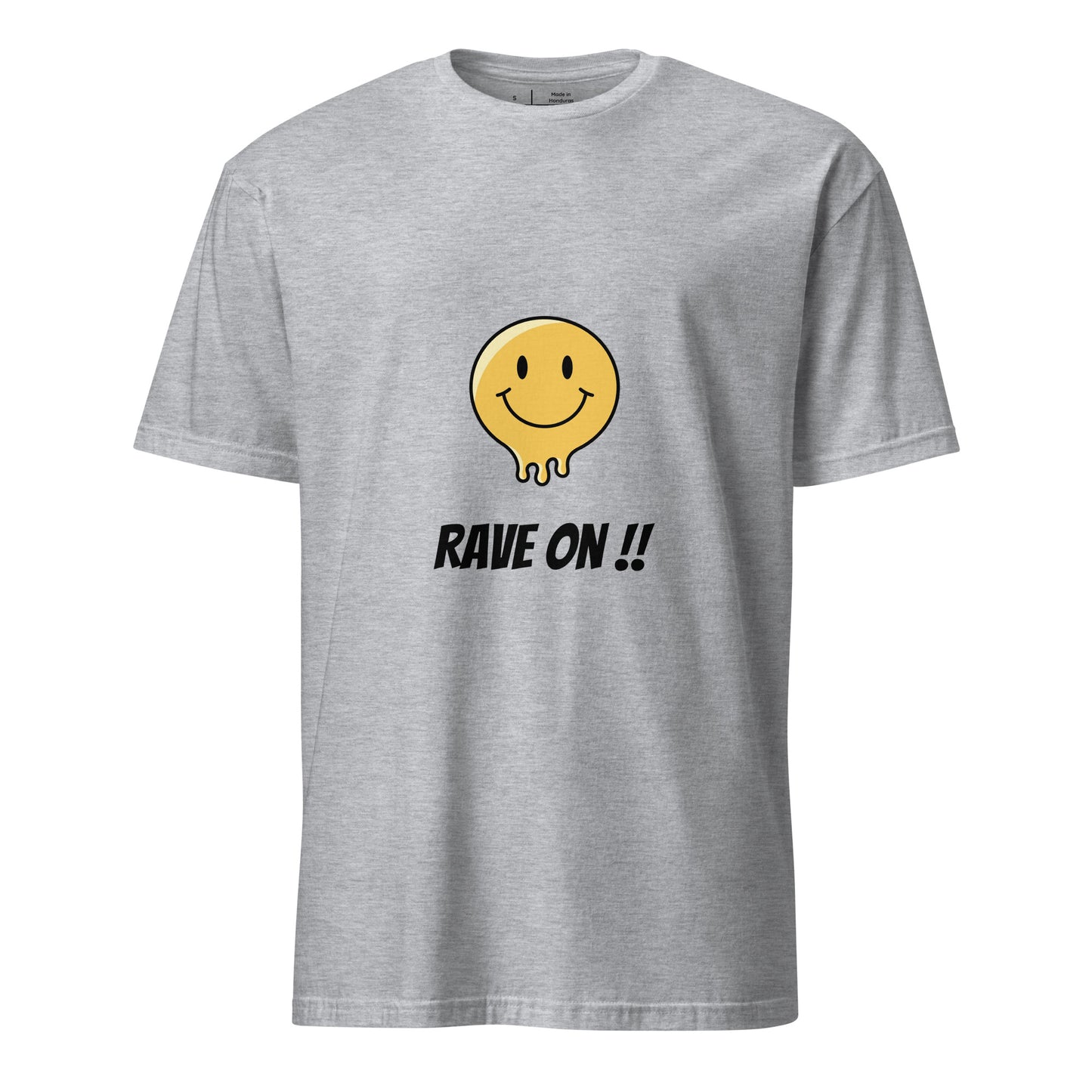 Rave On - Smiley Icon - Short-Sleeve Unisex T-Shirt - Graphic Tee - Sport Grey - Front