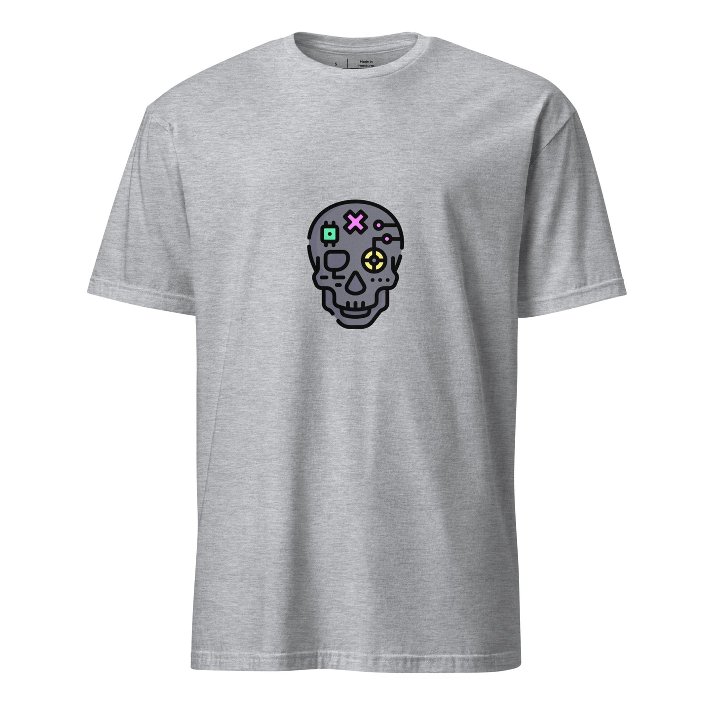 Cartoon Cyber Skull - Future Shock Style - Short-Sleeve Unisex T-Shirt - Graphic Tee - Sport Grey - Front