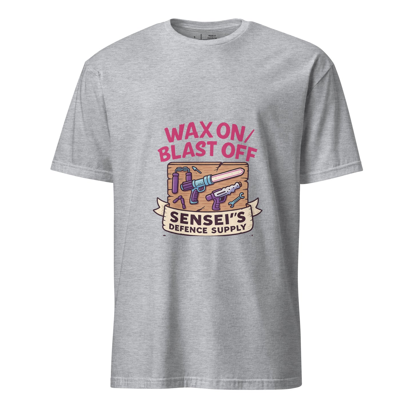 Wax On/Blast Off – Retro Karate Space - Short-Sleeve Unisex T-Shirt - Graphic Tee - Sport Grey - Front