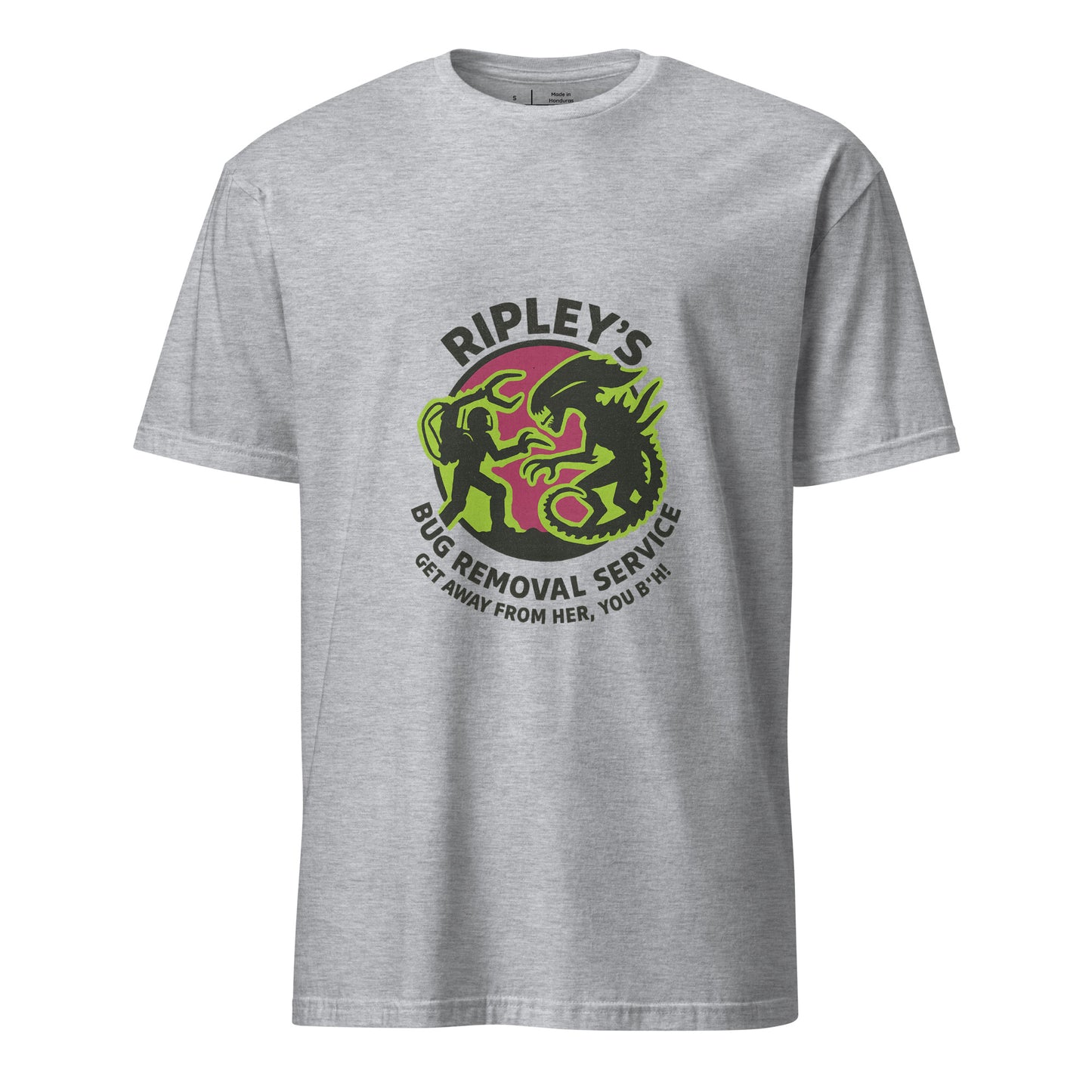 Ripley’s Bug Removal Service – Sci-Fi Parody - Short-Sleeve Unisex T-Shirt - Graphic Tee - Sport Grey - Front