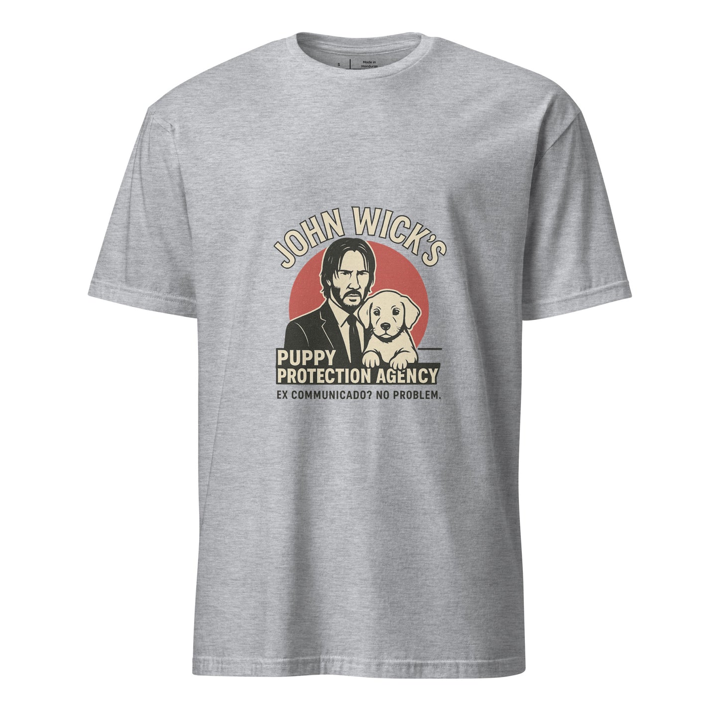 John Wick – Puppy Protection Agency - Film Fan - Short-Sleeve Unisex T-Shirt - Graphic Tee - Sport Grey - Front