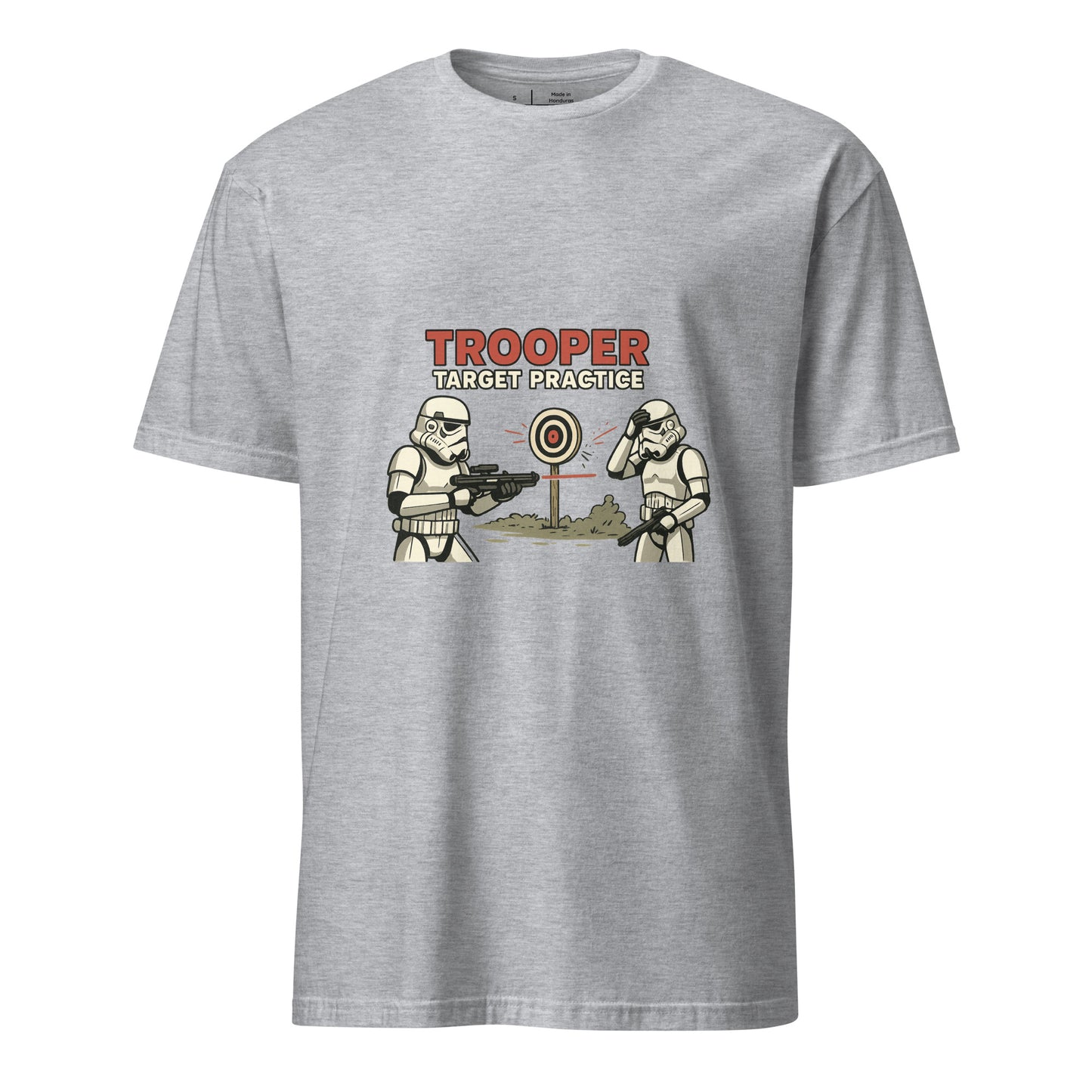 Trooper Target Practice – Aiming's Overrated Anyway - Short-Sleeve Unisex T-Shirt - Graphic Tee - Sport Grey - Front